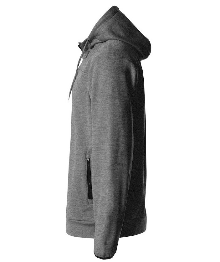 Clique Ottawa hoodie with full zipper, Grey Melange, large image number 5