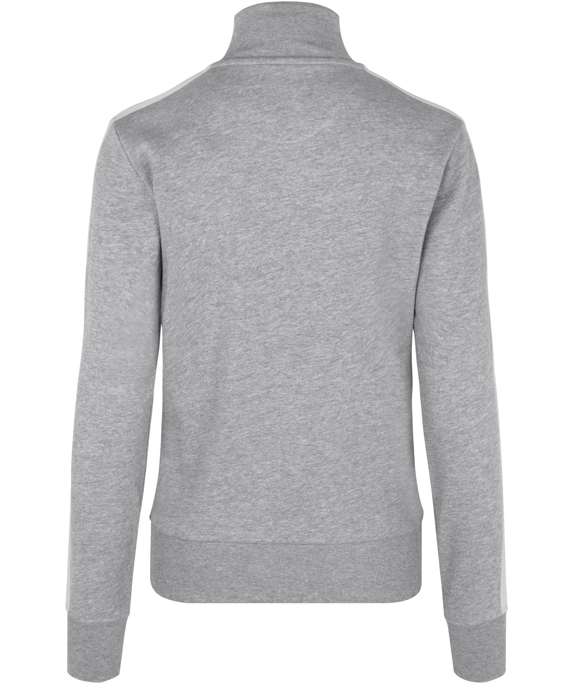 ID women's work sweater with zipper/cardigan, Grey Melange