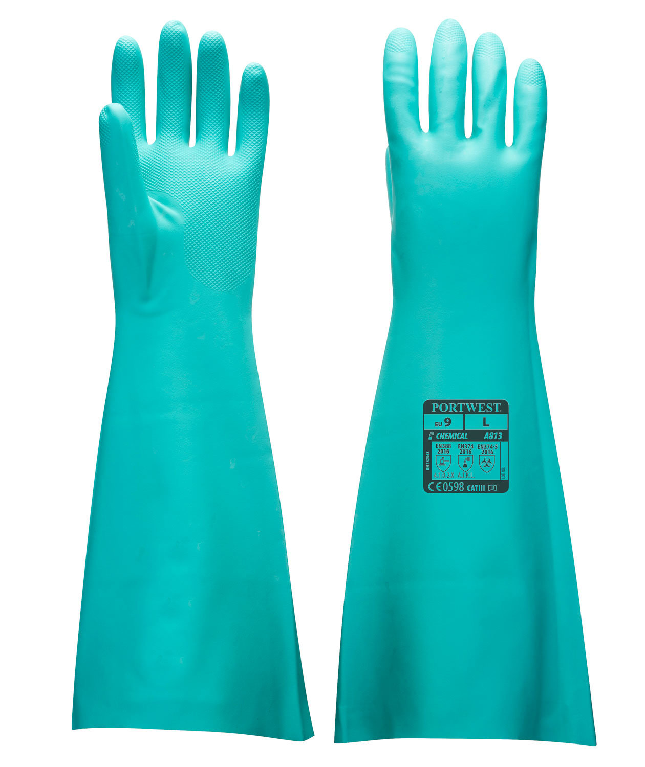 Portwest A813 lange chemische Handschuhe aus Nitril, 48 cm, Gr&uuml;n, large image number 2