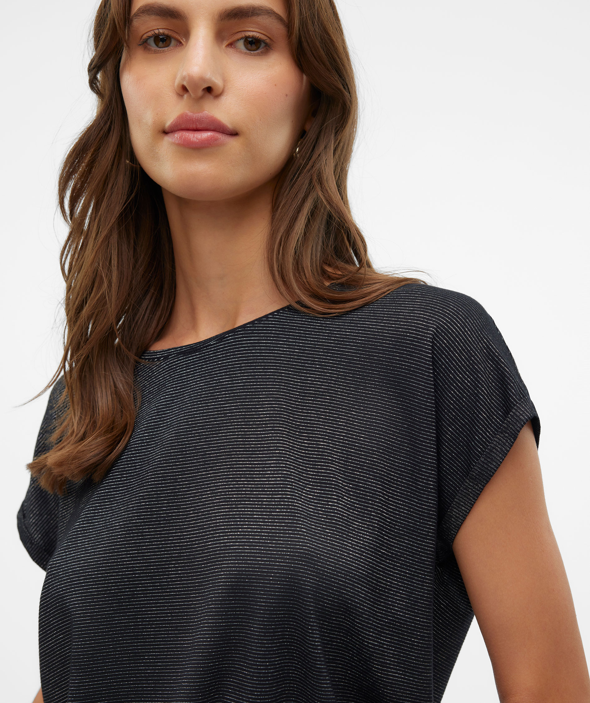 Vero Moda VMLAVA GLITTER women's T-shirt, Black/Silver Lurex, large image number 6