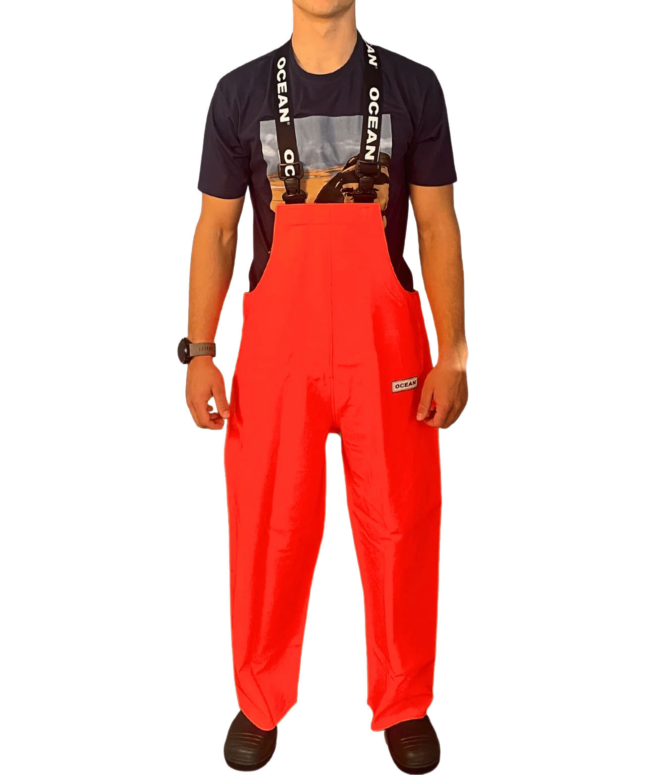 Ocean Offshore Pro FR rain bib and brace trousers, Orange