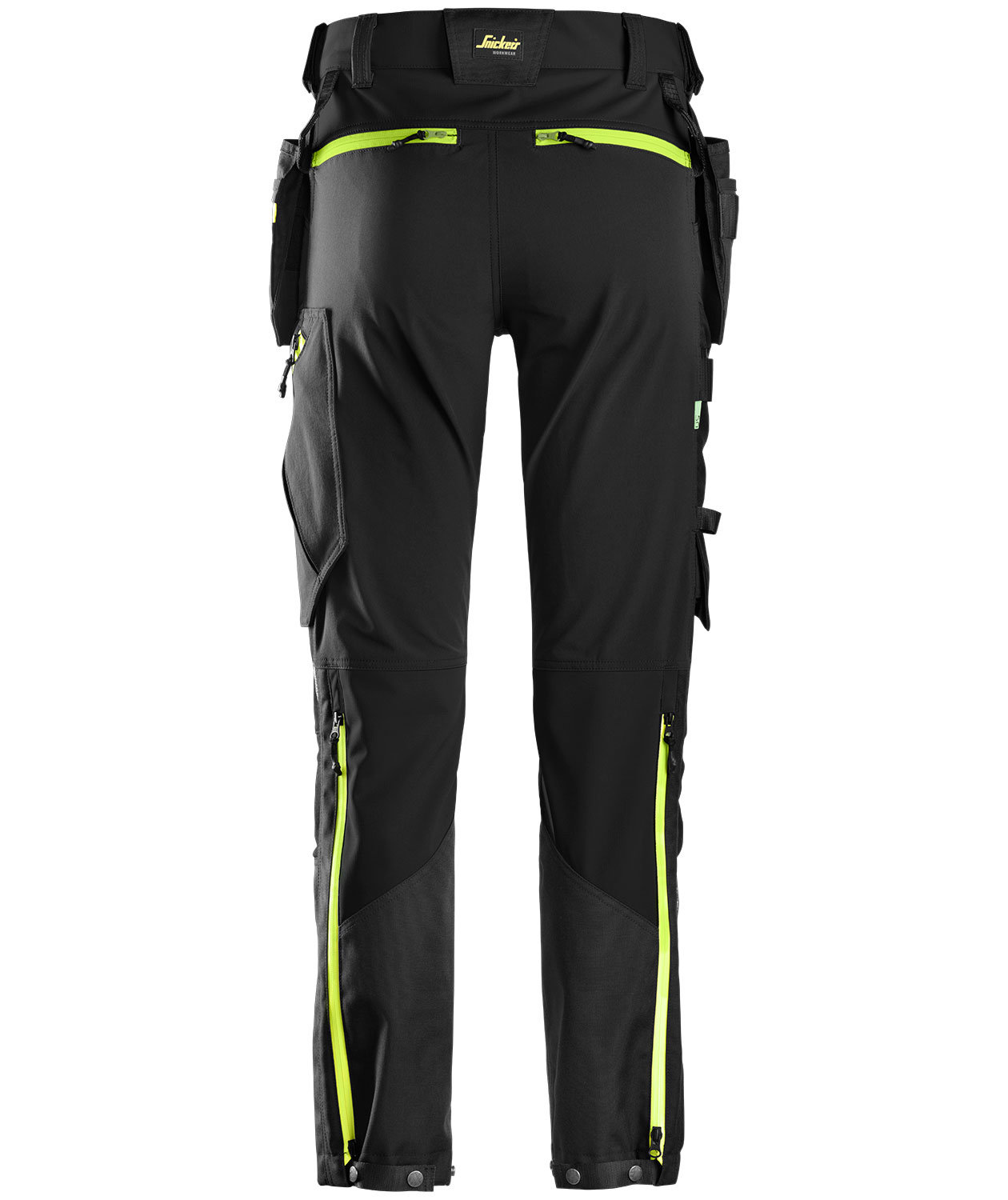 Snickers FlexiWork h&aring;ndv&aelig;rkerbukser 6940 full stretch, Sort/Gul, large image number 2