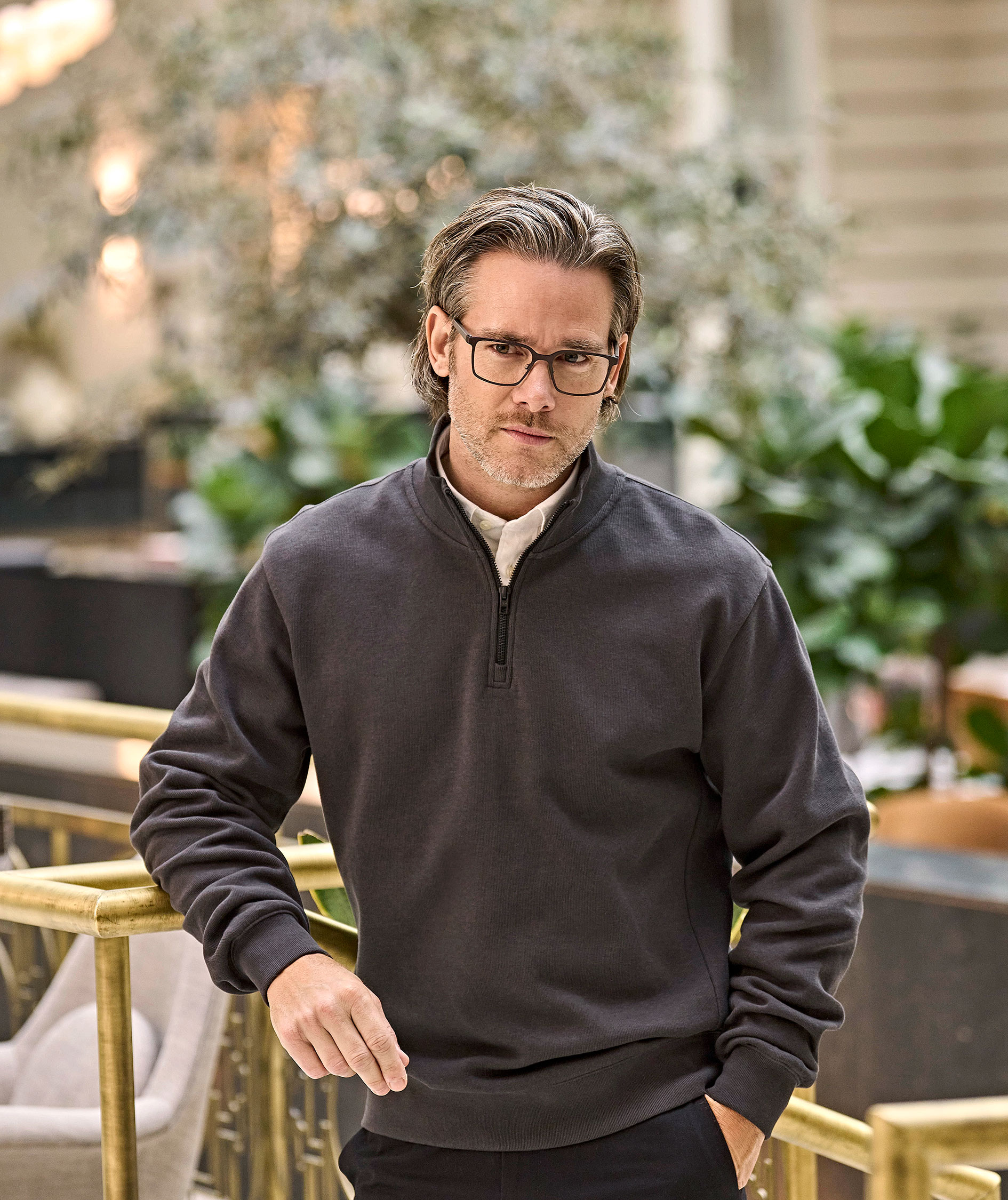 Tee Jays Half-zip Sweatshirt, Dark Grey, large image number 5