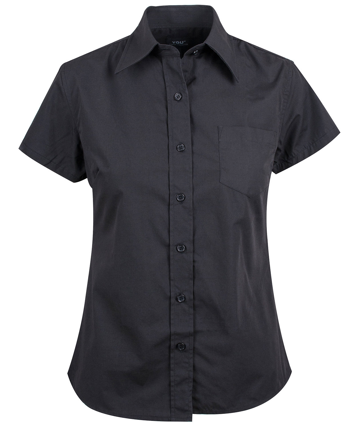 YOU Helena kort&auml;rmad poplinskjorta dam, Svart