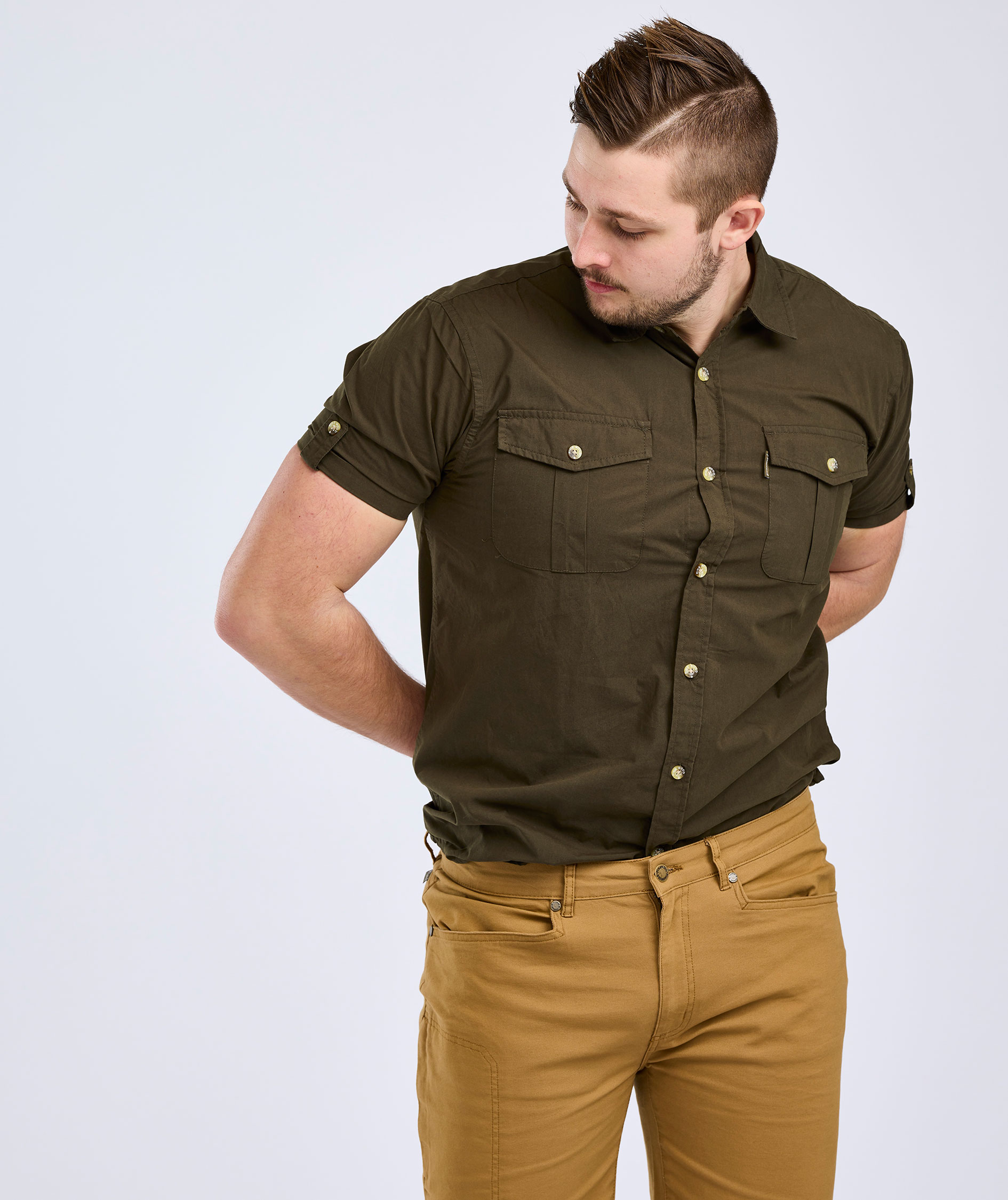 Pinewood Safari kort&aelig;rmet skjorte, Moss green, large image number 7