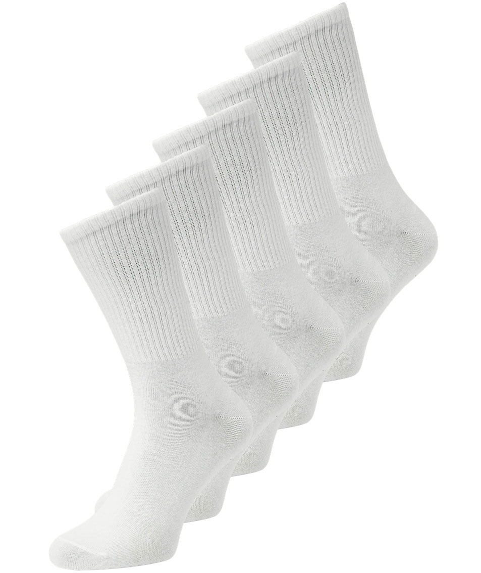 Jack & Jones JACBASIC 5-er Pack Tennisstr&uuml;mpfe, White, White, swatch