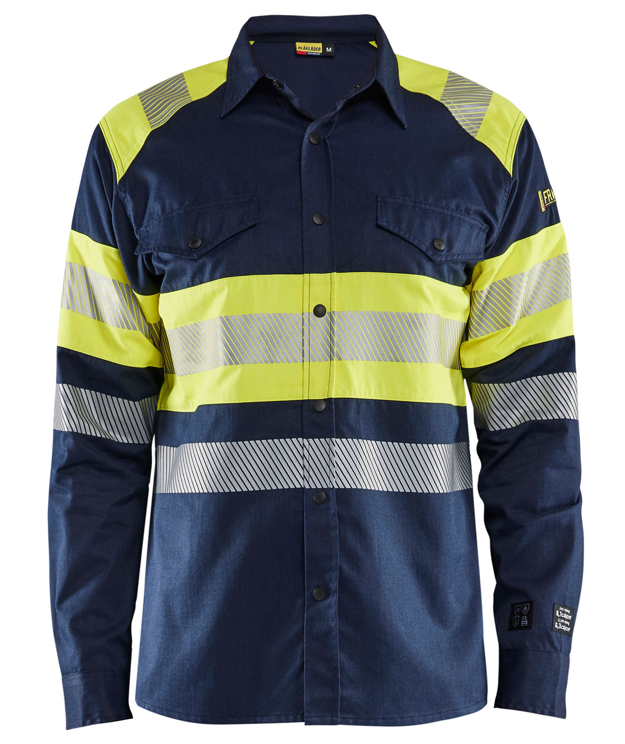 Bl&aring;kl&auml;der&nbsp;Multinorm skjorta, Marin/Hi-Vis gul