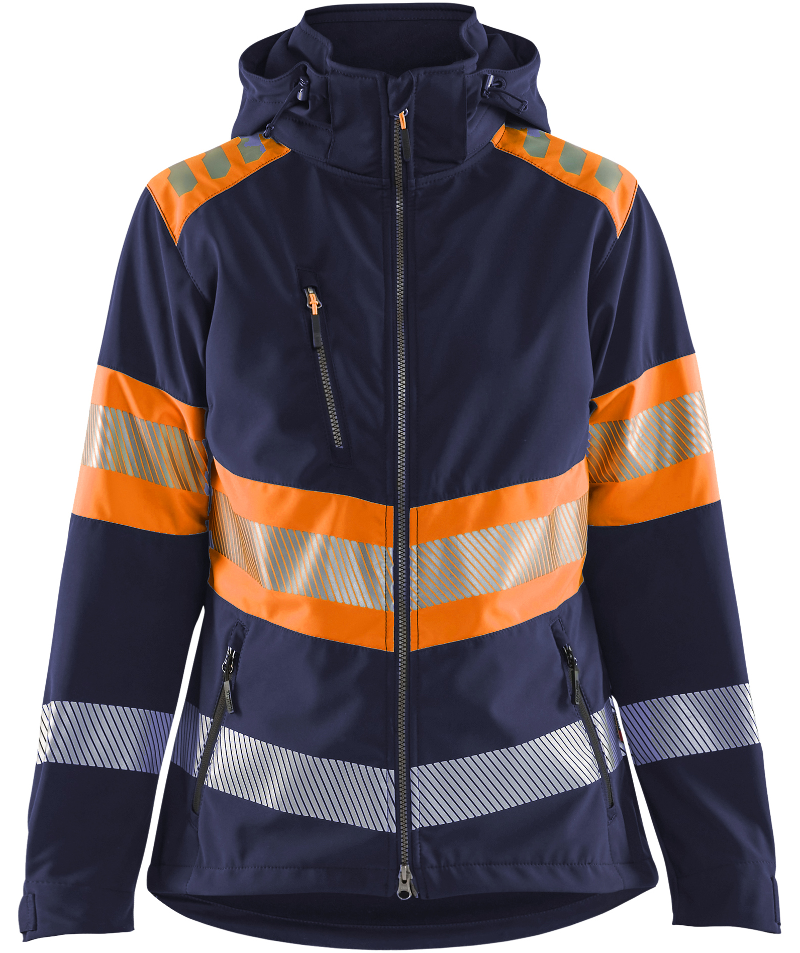 Bl&aring;kl&auml;der dame softshelljacka, Marinbl&aring;/Varselorange