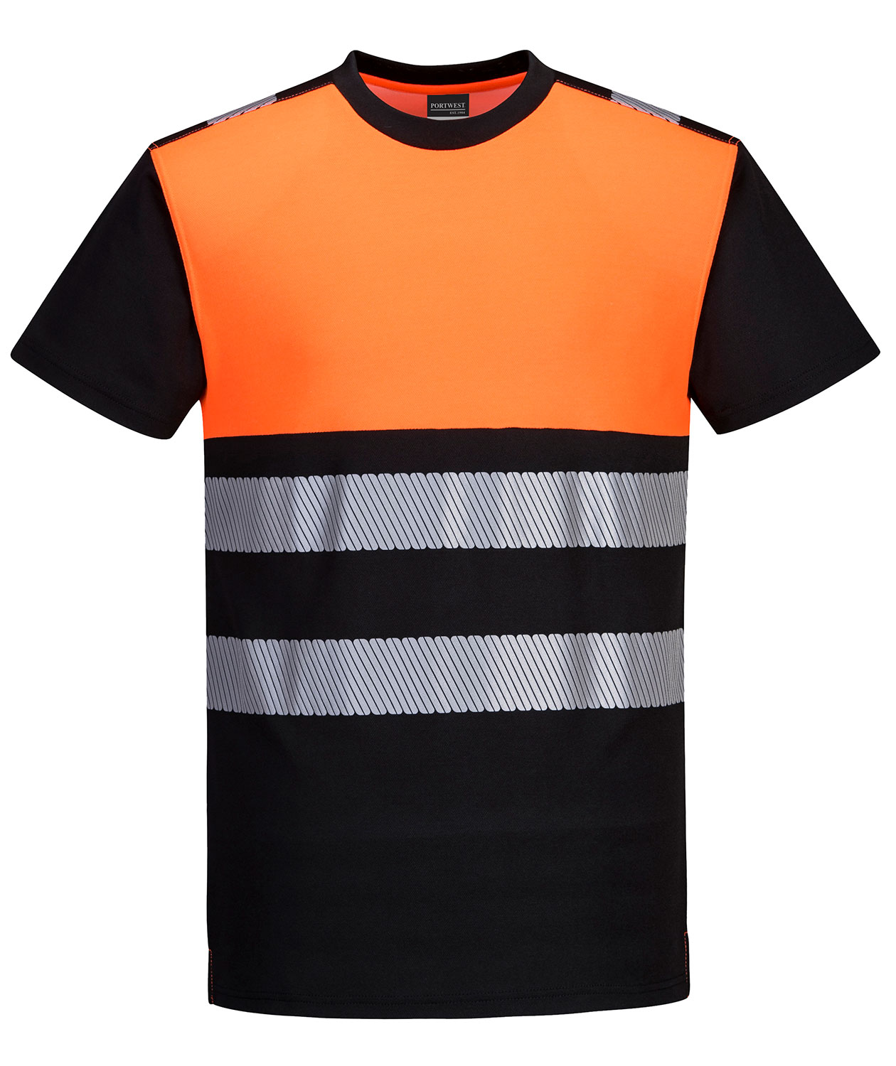 Portwest PW3 T-Shirt, Hi-Vis Schwarz/Orange