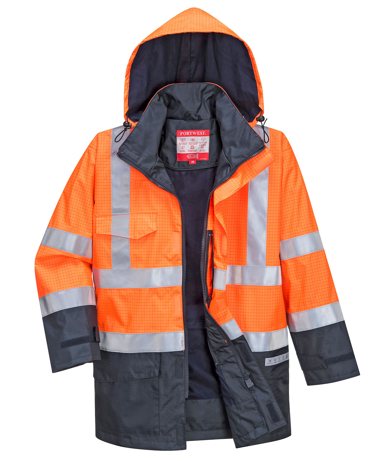 Portwest BizFlame regnjacka, Varsel Orange/Marinbl&aring;, Varsel Orange/Marinbl&aring;, swatch