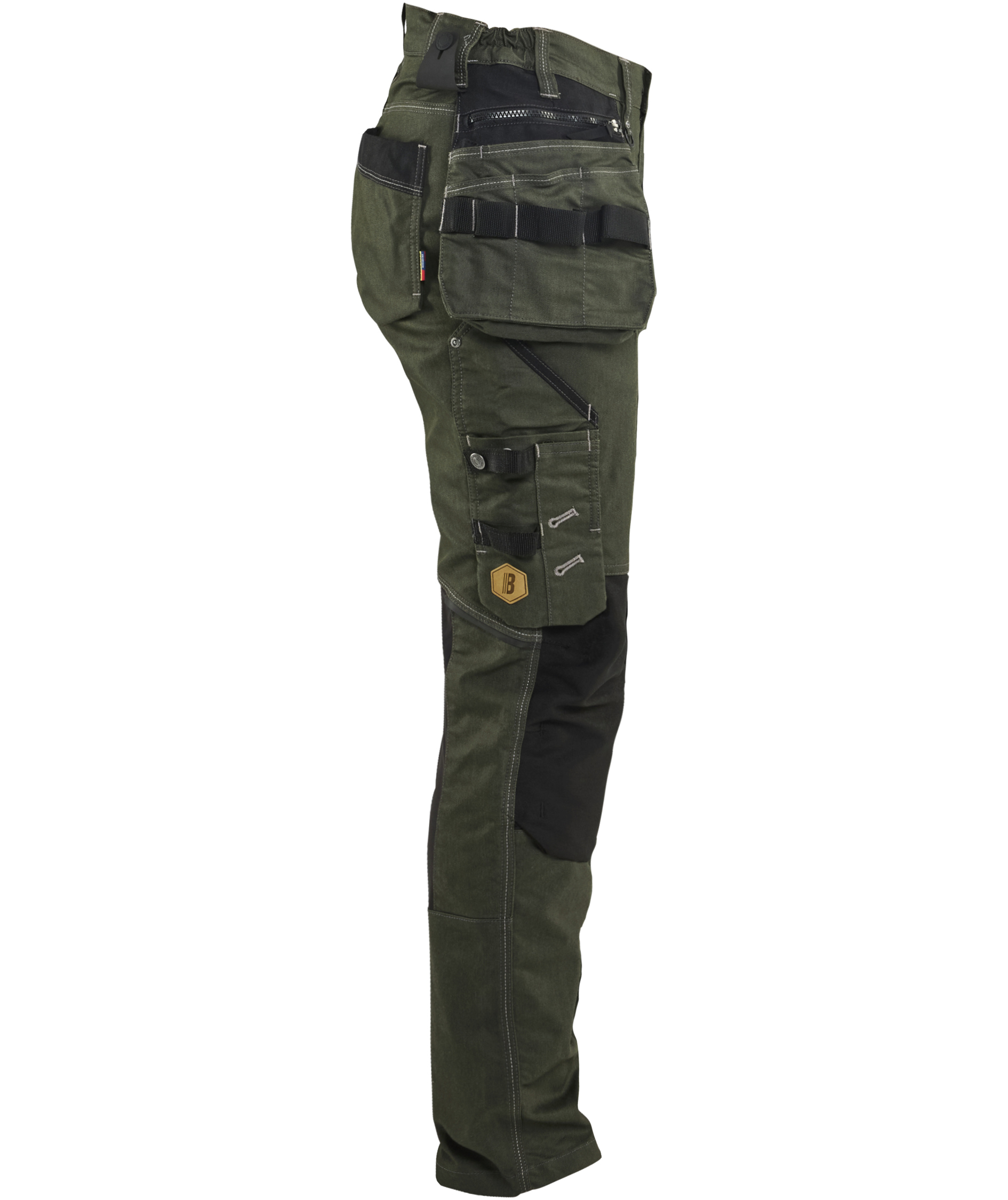 Bl&aring;kl&auml;der dame h&aring;ndv&aelig;rkerbukser, Skovgr&oslash;n/sort, large image number 2