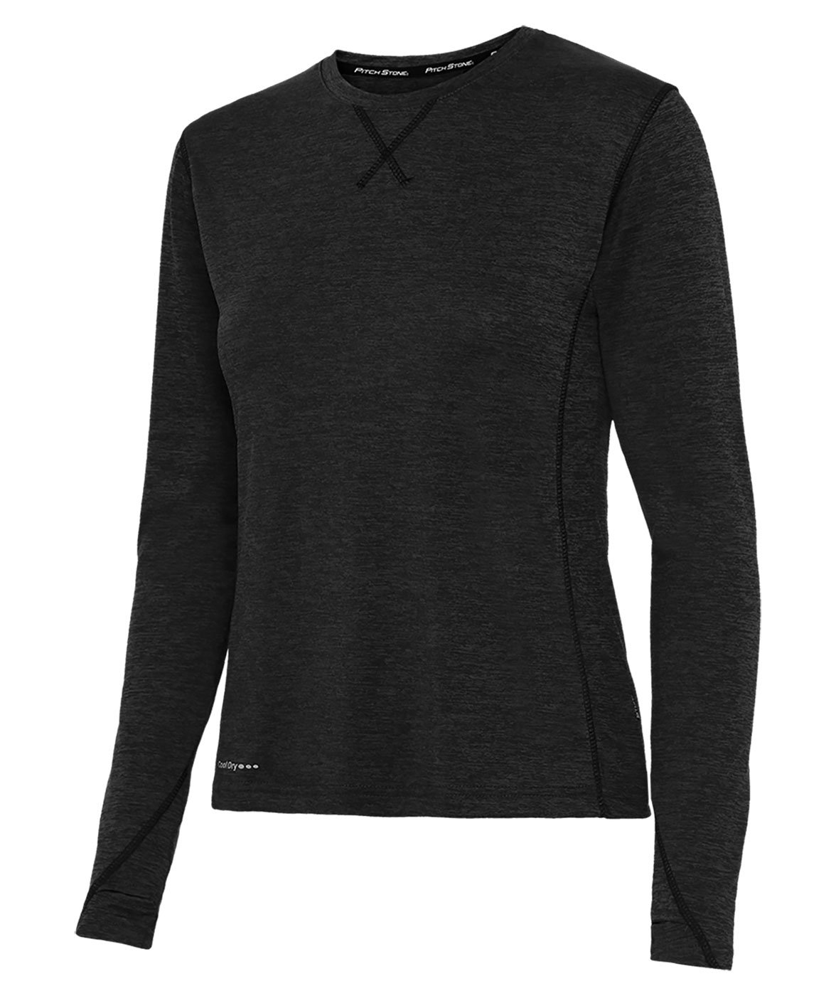 Pitch Stone l&aring;ng&auml;rmad T-shirt dam, Black melange