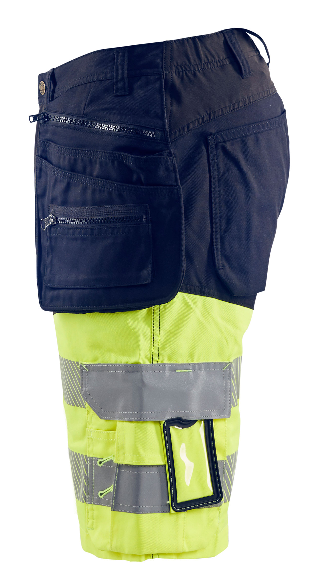 Bl&aring;kl&auml;der stretch h&aring;ndverkershorts, Marine/Hi-Vis gul, large image number 2