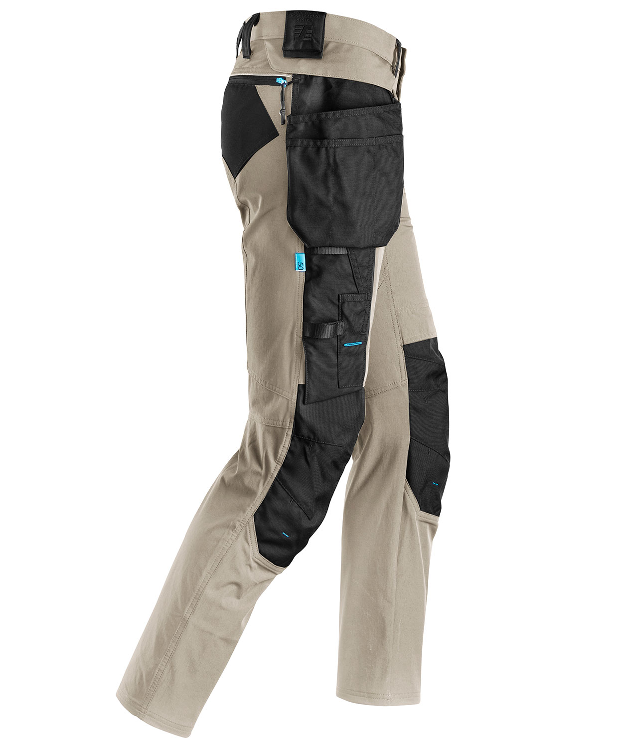 Snickers LiteWork h&aring;ndv&aelig;rkerbukser 6208 full stretch, Khaki/Sort, large image number 2