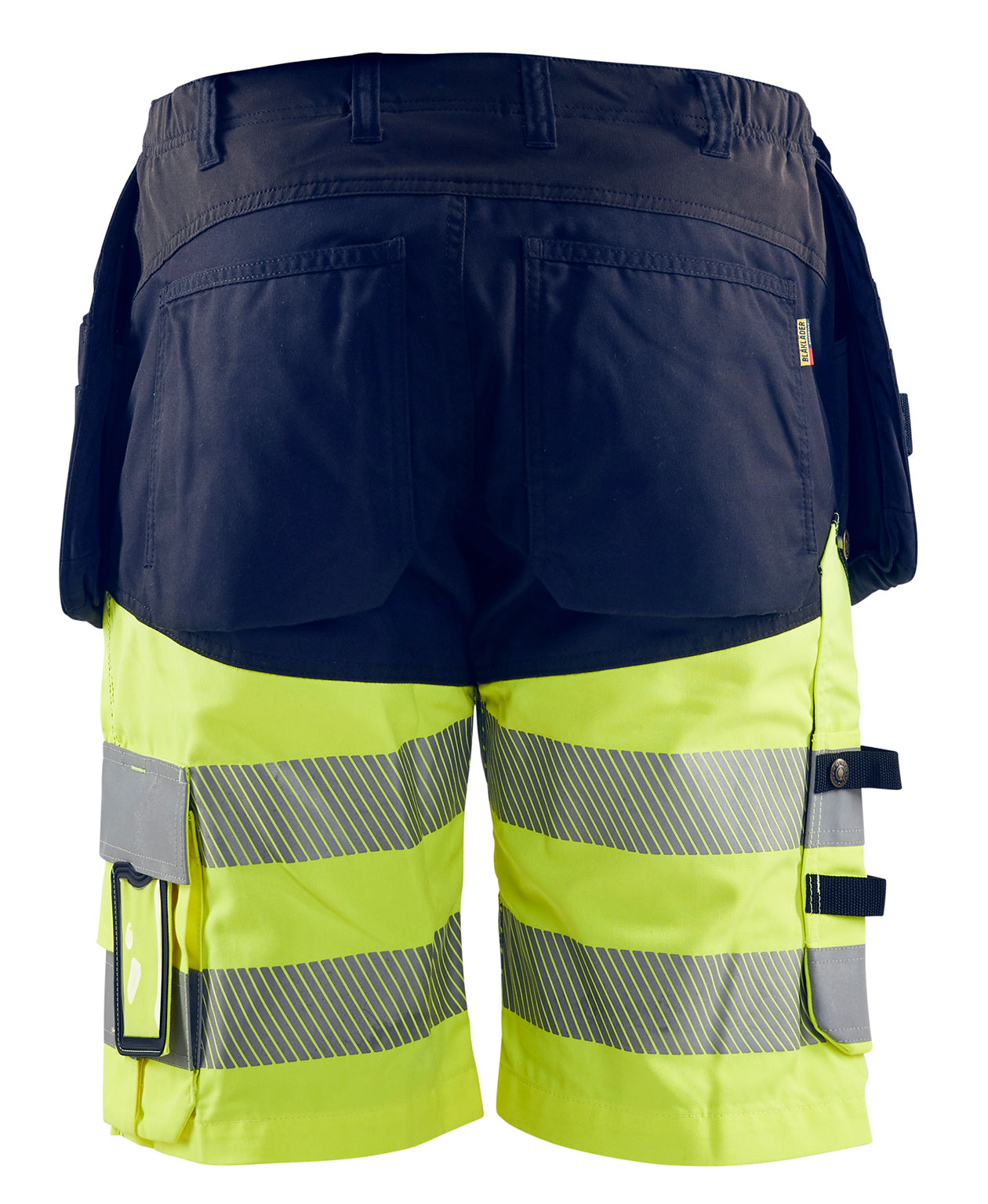 Bl&aring;kl&auml;der stretch h&aring;ndv&aelig;rkershorts, Marine/Hi-Vis gul