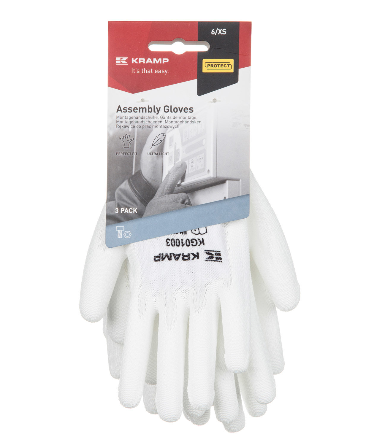 Kramp 3-pak montagehandsker, Hvid, large image number 2