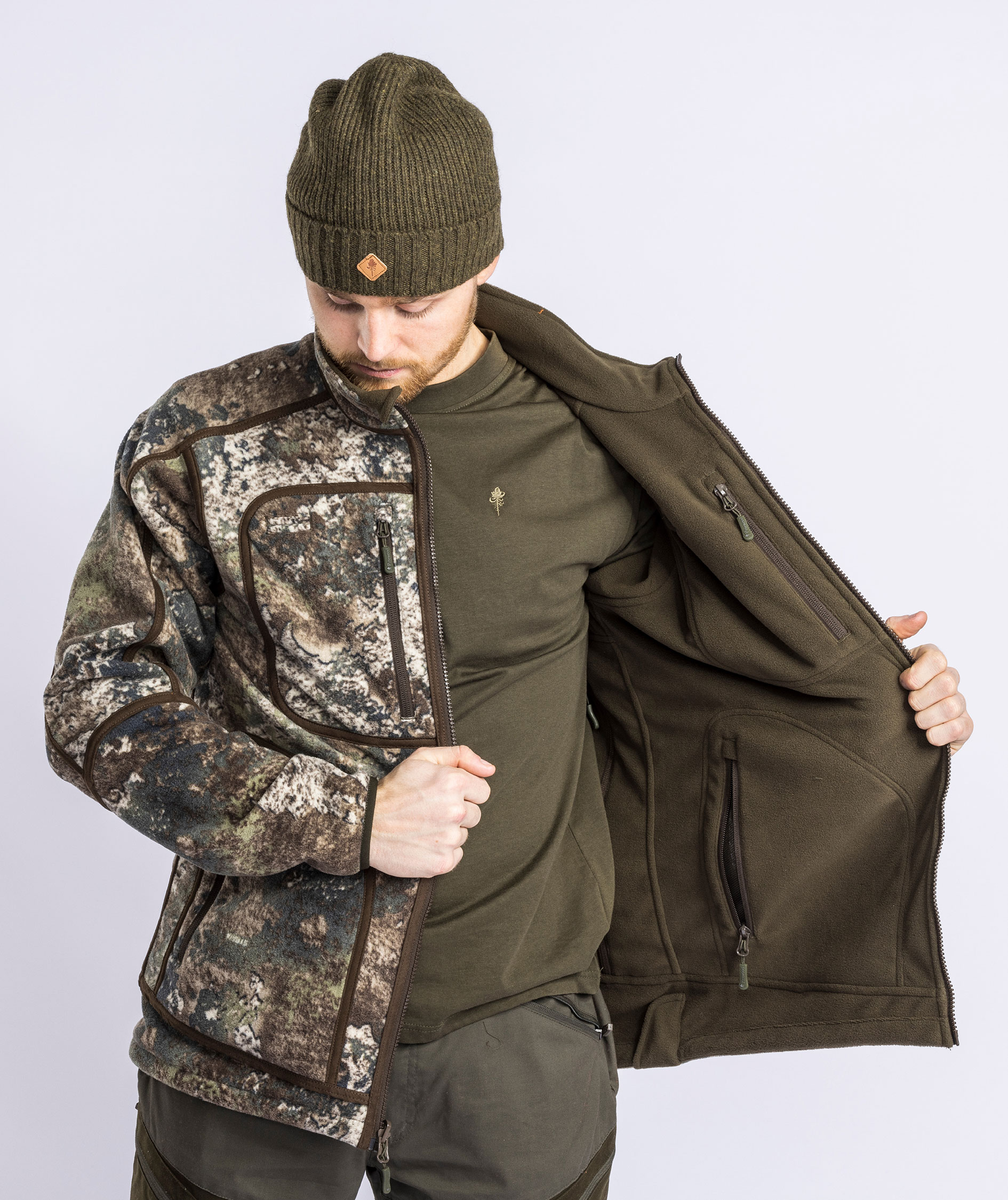 Pinewood&nbsp;Furudal Reversible Camou fleecejakke, Hunting Brown/Strata, large image number 11