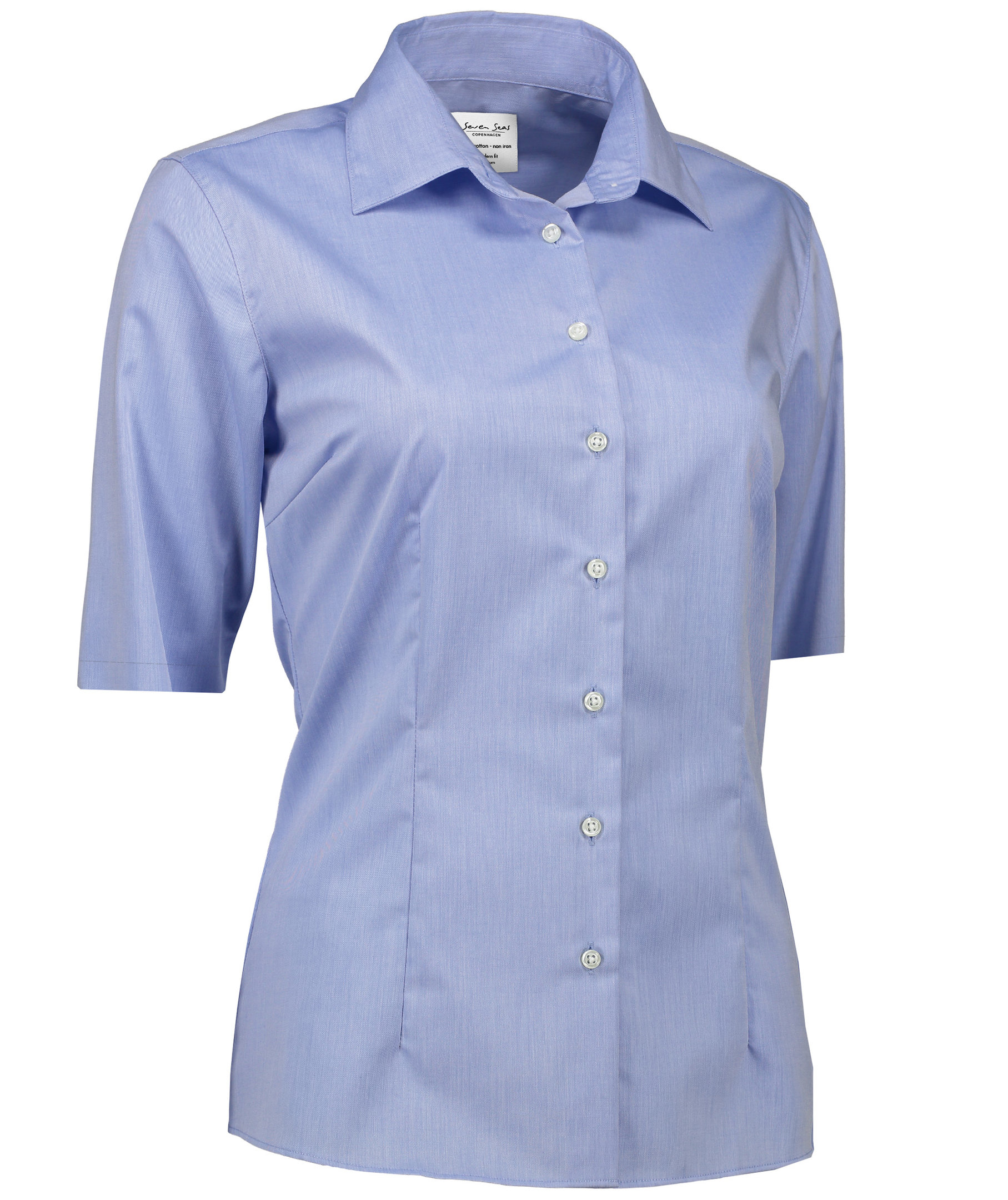 Seven Seas Fine Twill kort&auml;rmad Modern fit skjorta dam, Ljusbl&aring;, large image number 2