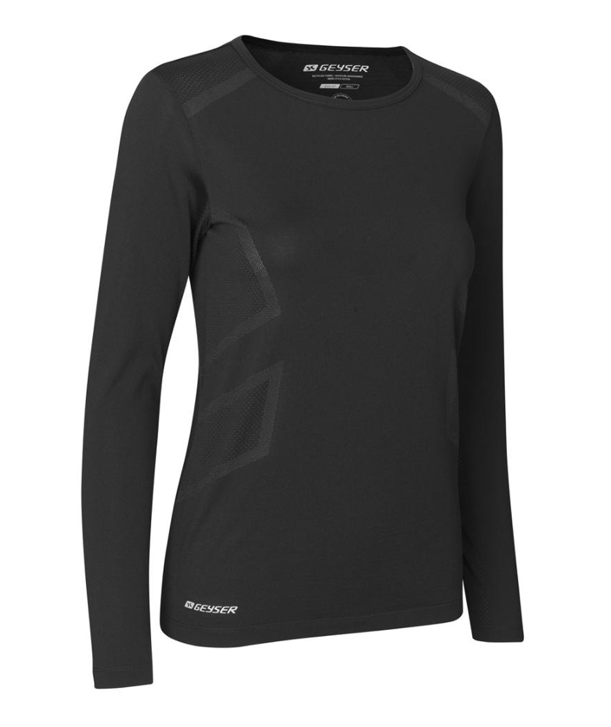 GEYSER seamless l&aring;ng&auml;rmad T-shirt dam, Svart