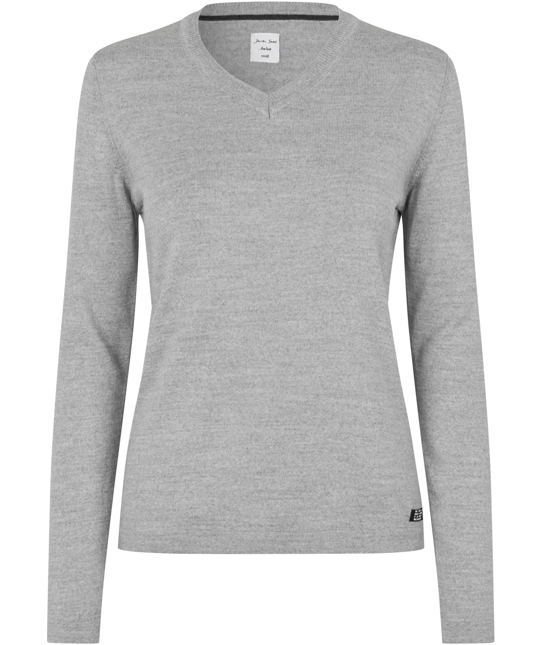Seven Seas women's knitted pullover with wool, Light Grey Melange