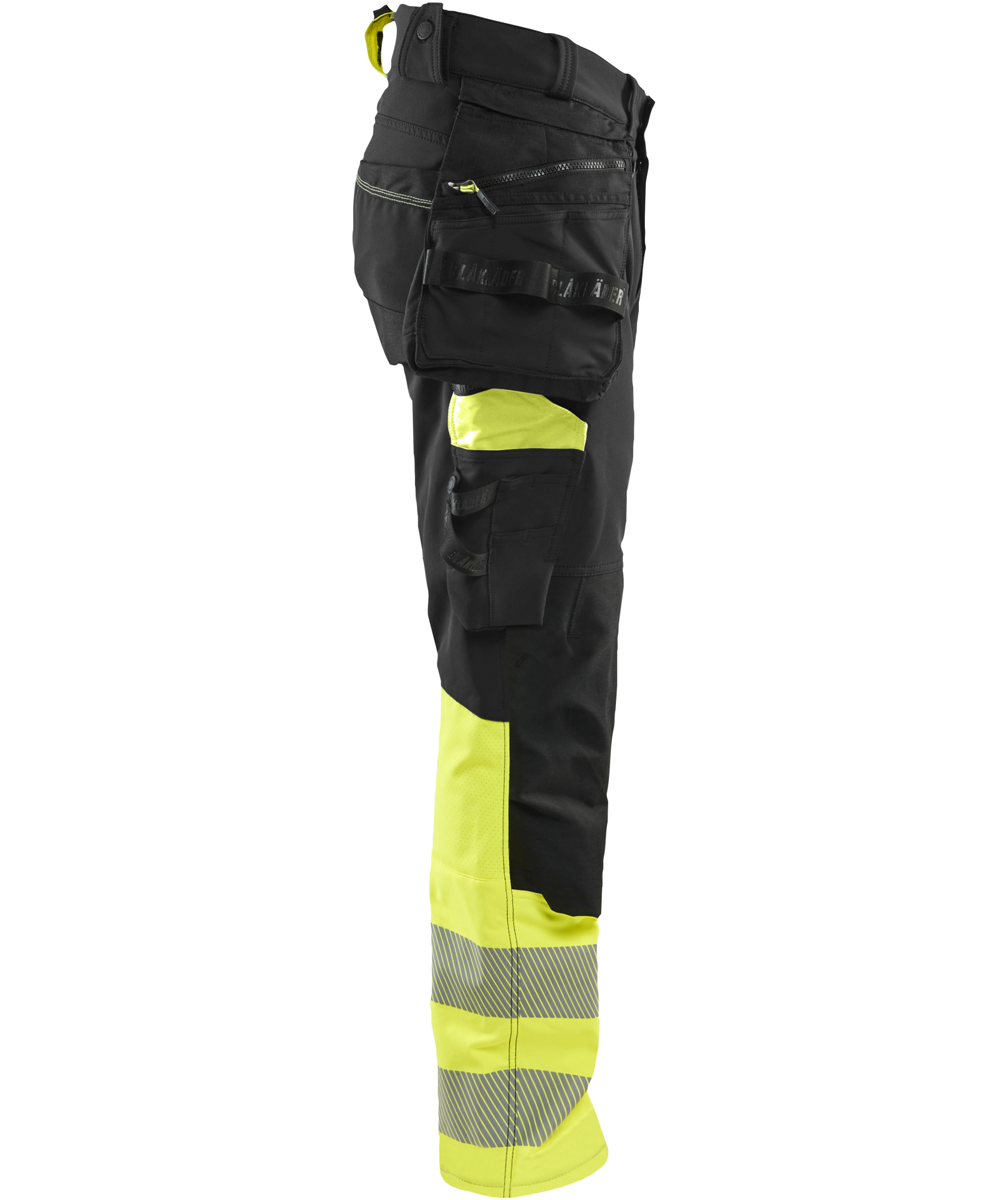 Bl&aring;kl&auml;der h&aring;ndv&aelig;rkerbukser full stretch, Sort/Hi-Vis Gul, large image number 2