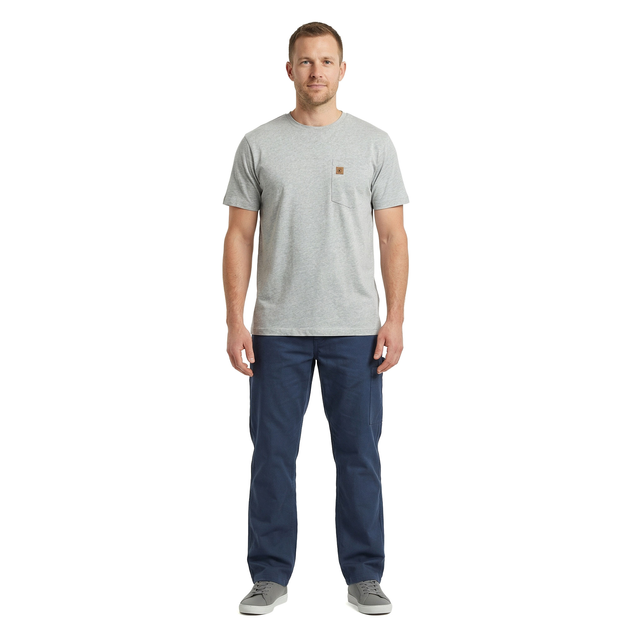 Westborn T-shirt med br&ouml;stficka, Light Grey Melange