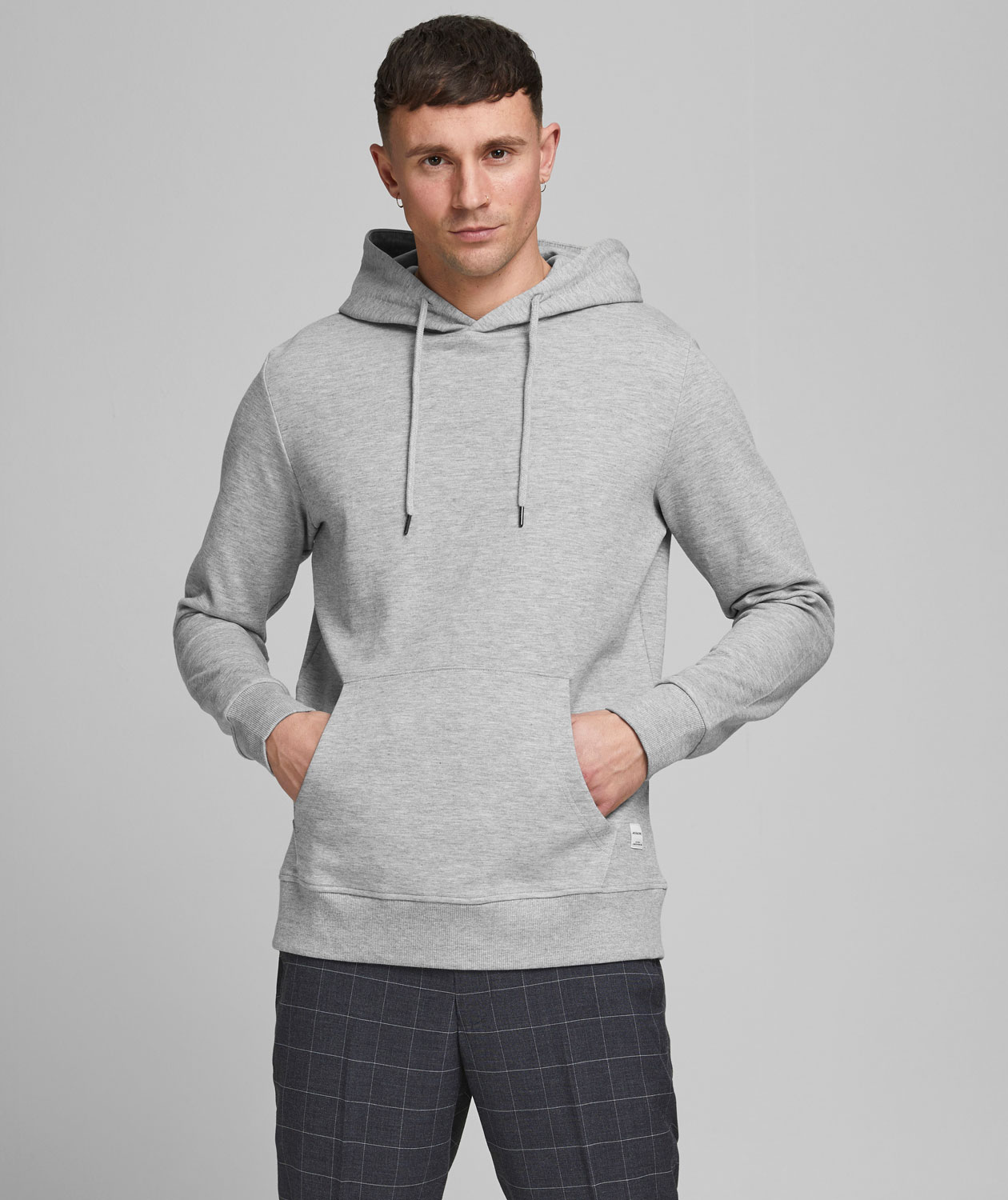 Jack & Jones JJEBASIC hettegenser, Light Grey Melange