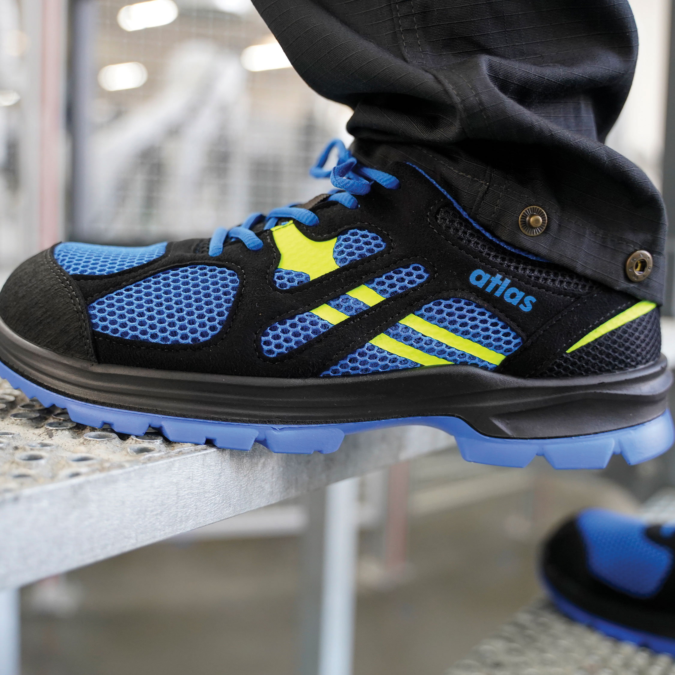 Atlas Flash 4000 sikkerhedssko S1, Sort/Bl&aring;