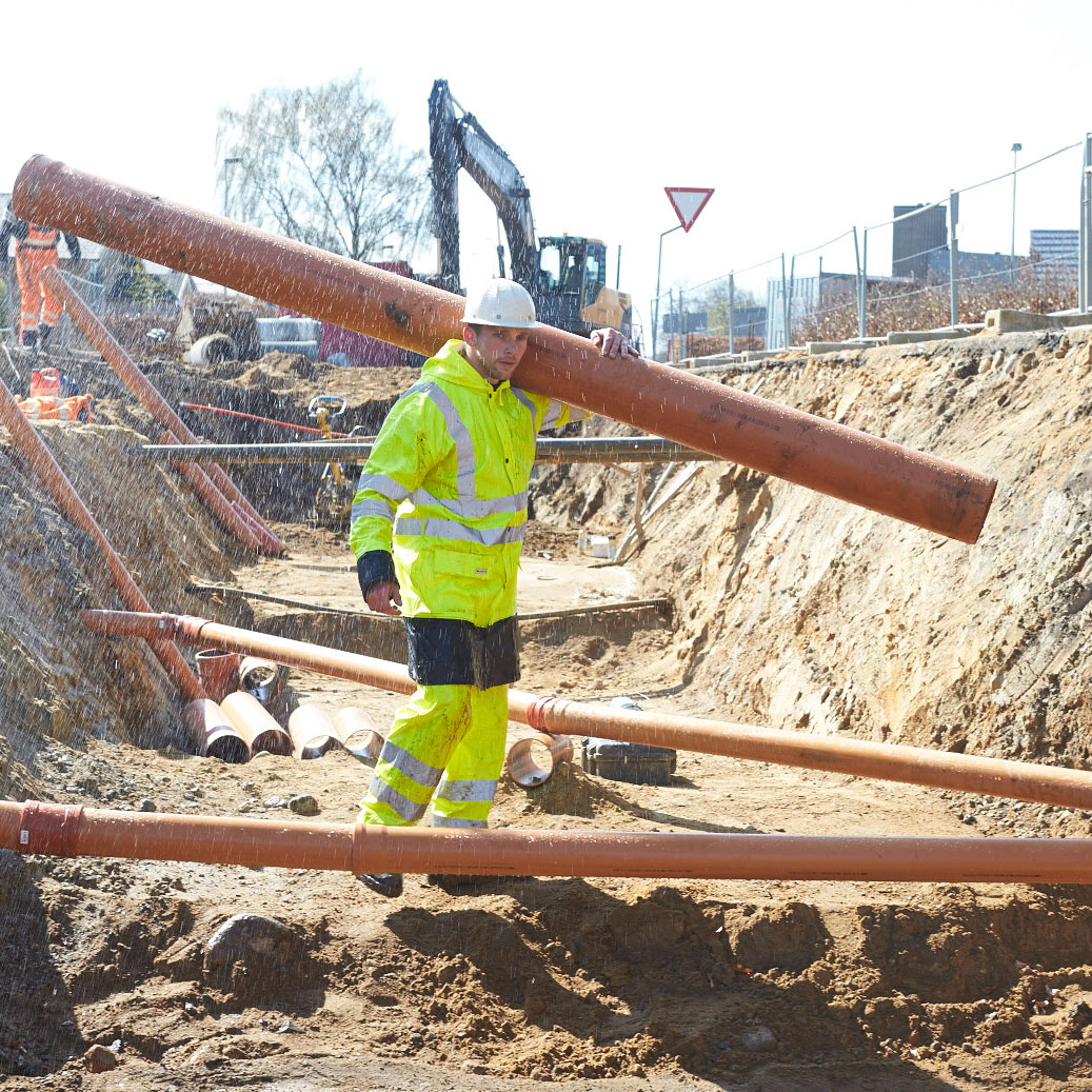 Lyngs&oslash;e PU regnrock, Varsel gul/marinbl&aring;