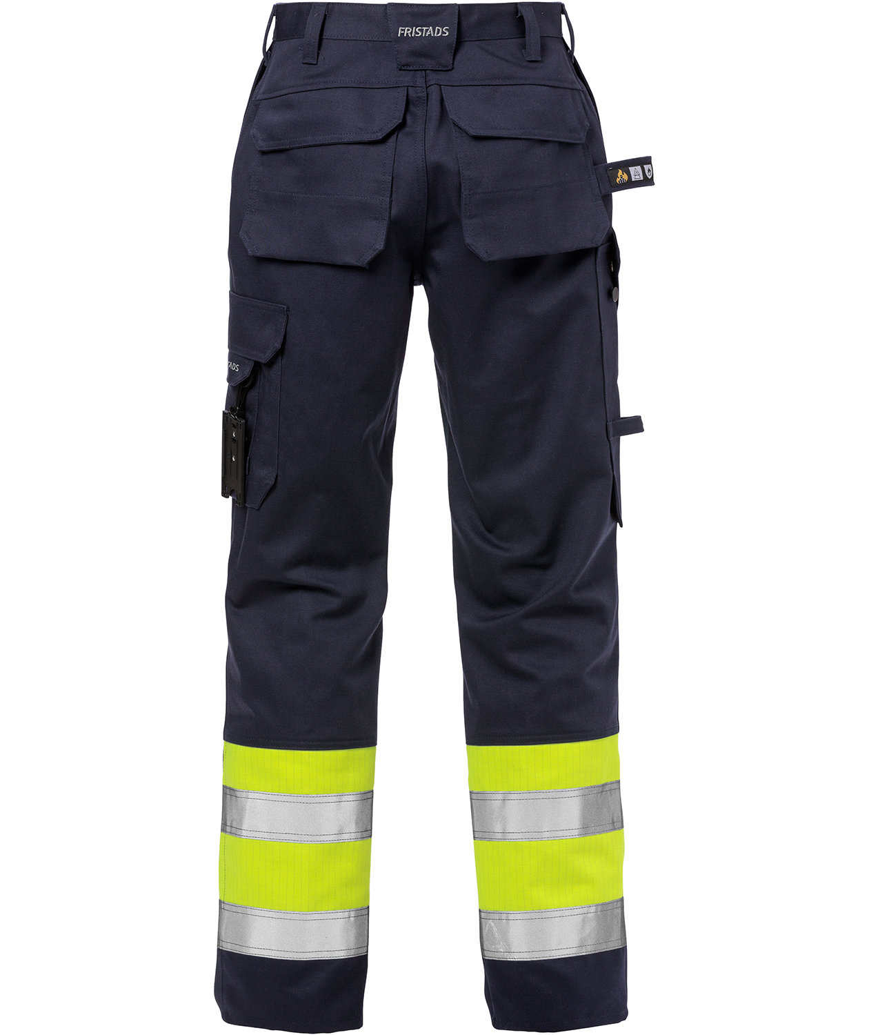 Fristads Flame arbetsbyxor dam, Varsel yellow/marinbl&aring;