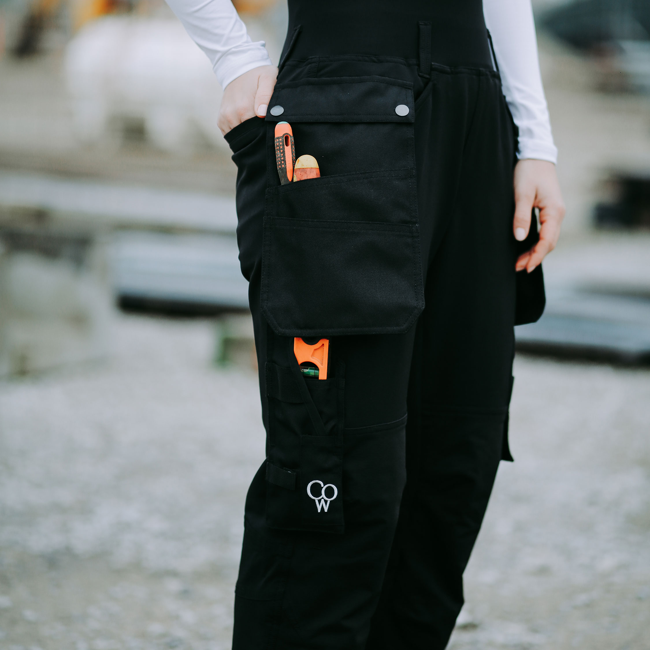CO Workwear dame h&aring;ndv&aelig;rkerbukser full stretch, Sort, large image number 6