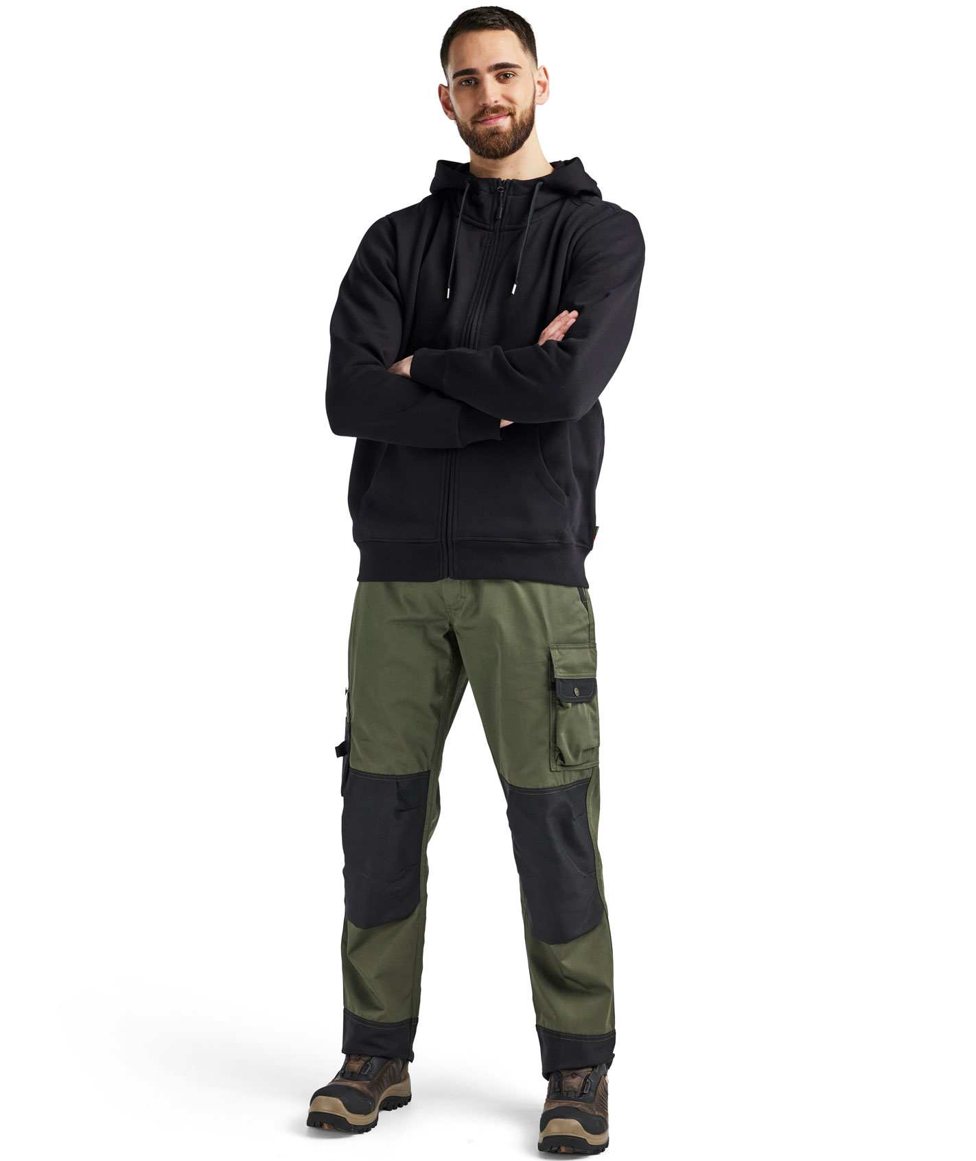 Bl&aring;kl&auml;der&nbsp;hoodie med dragkedja, Svart