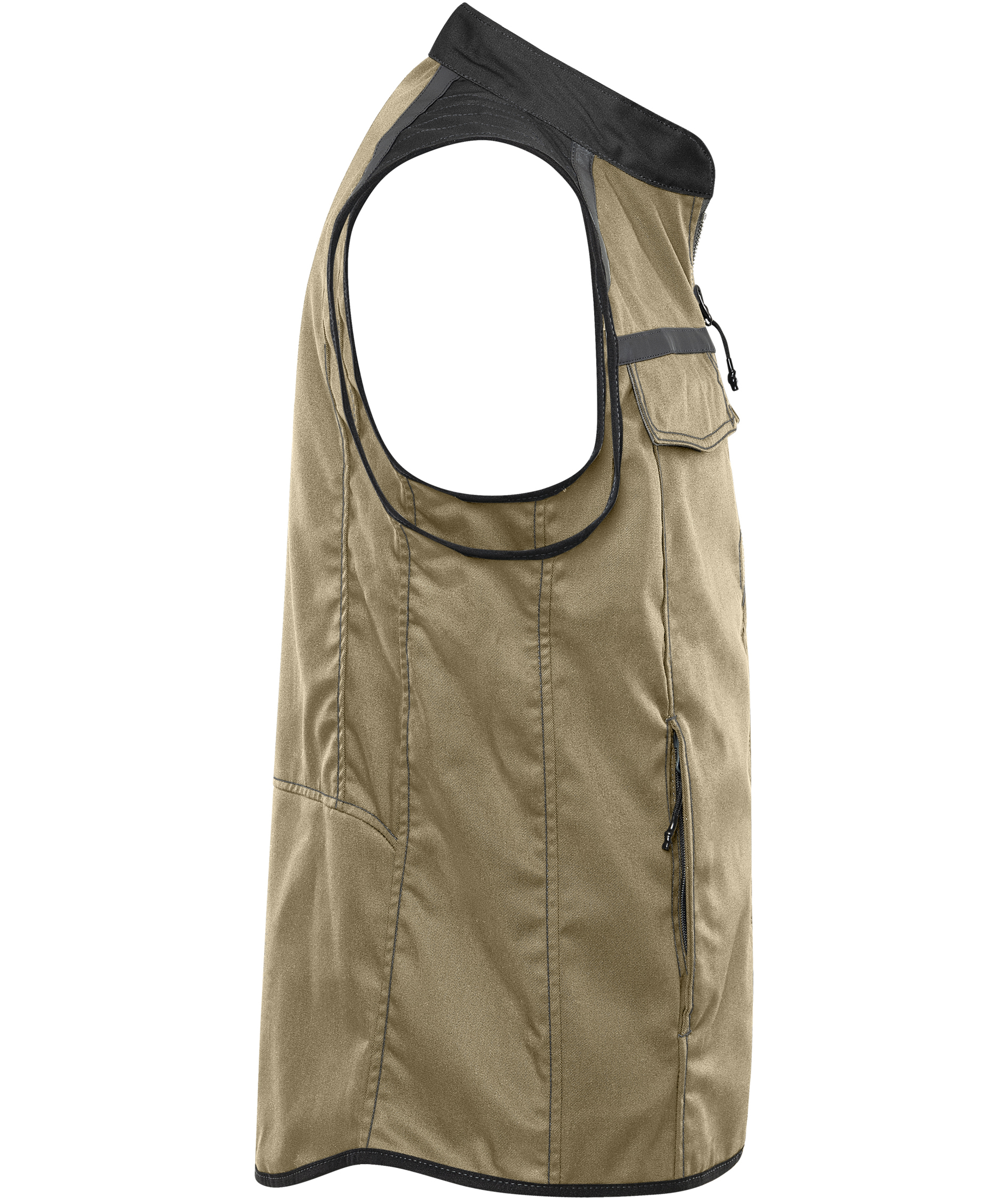 Fristads arbejdsvest 5555 STFP, Khaki/Sort, large image number 2