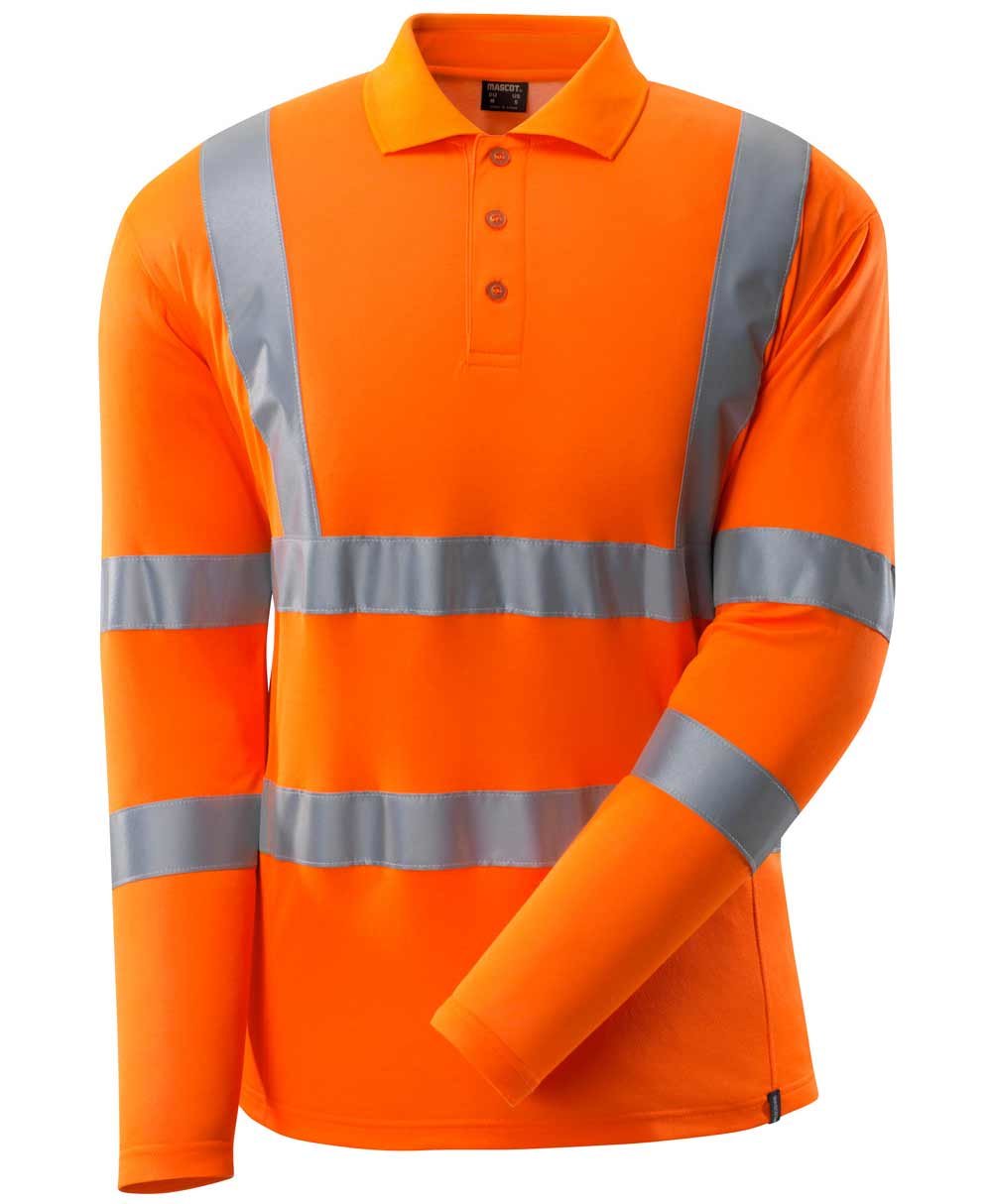 Mascot Safe Classic long-sleeved polo shirt, Hi-vis Orange, Hi-vis Orange, swatch
