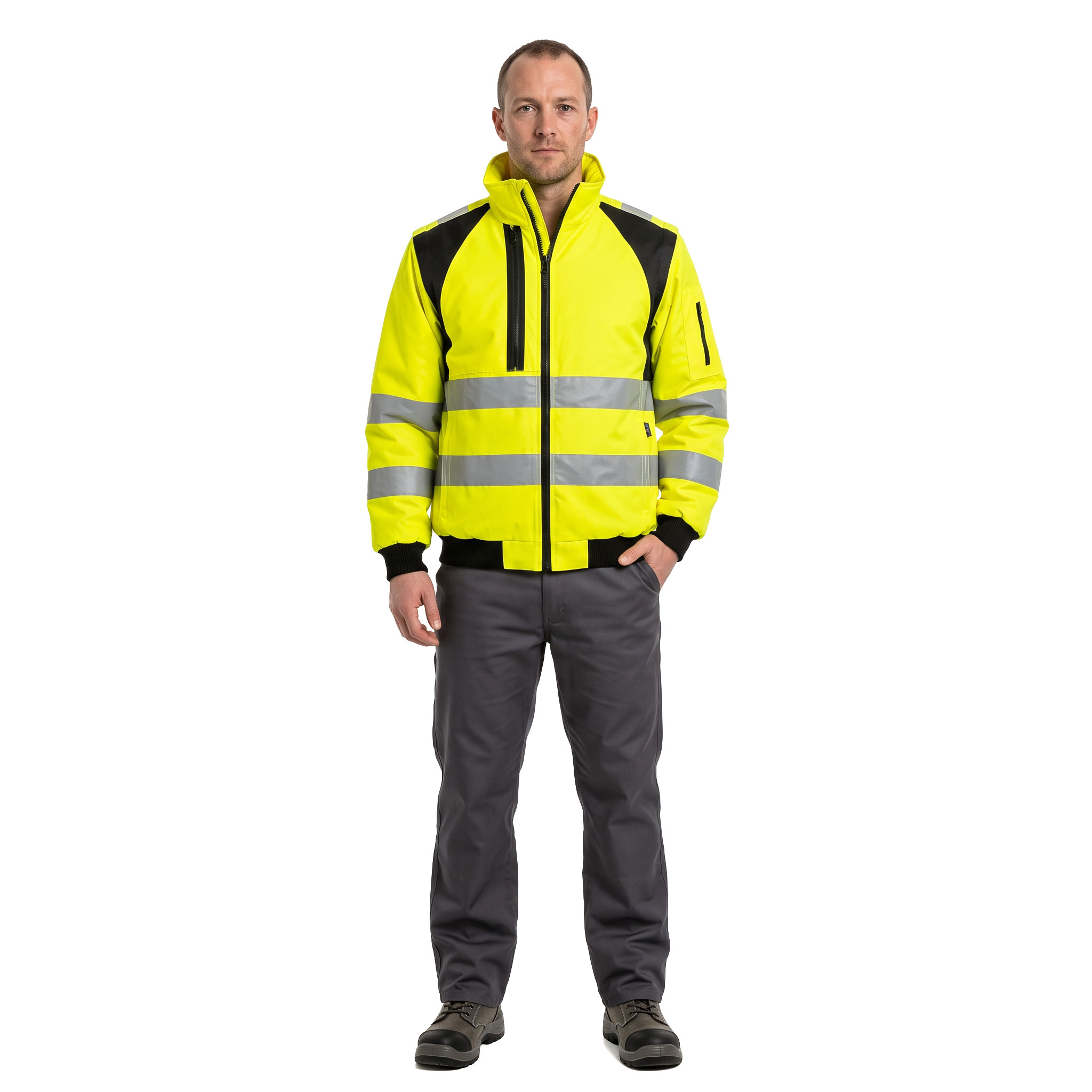 Portwest PW3 3-i-1 pilotjacka, Varsel Gul/Svart, large image number 2