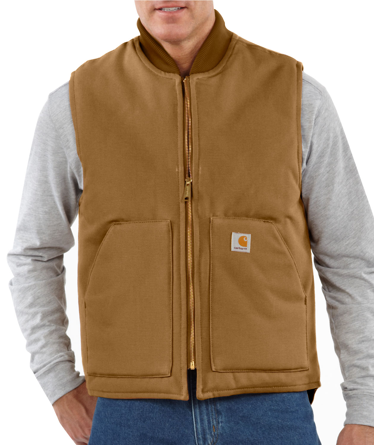 Carhartt V01 vest med f&ocirc;r, Carhartt Brown