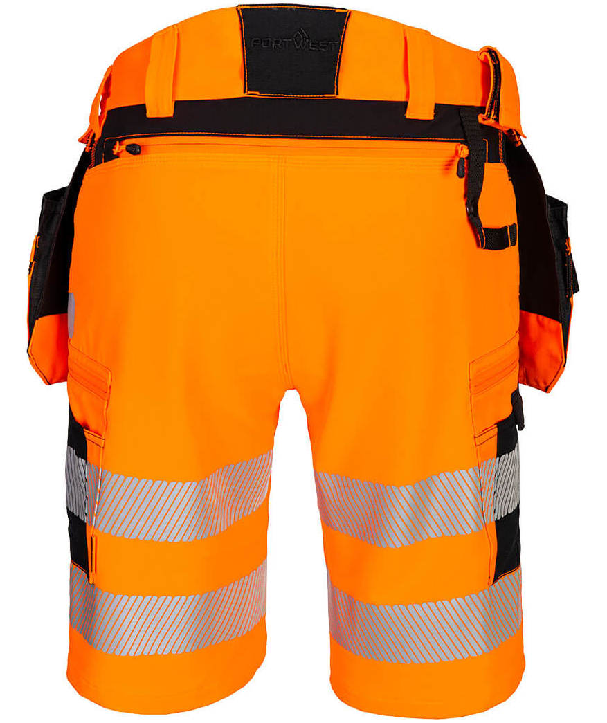 Portwest DX4 hantverksshorts full stretch, Varsel Orange/Svart