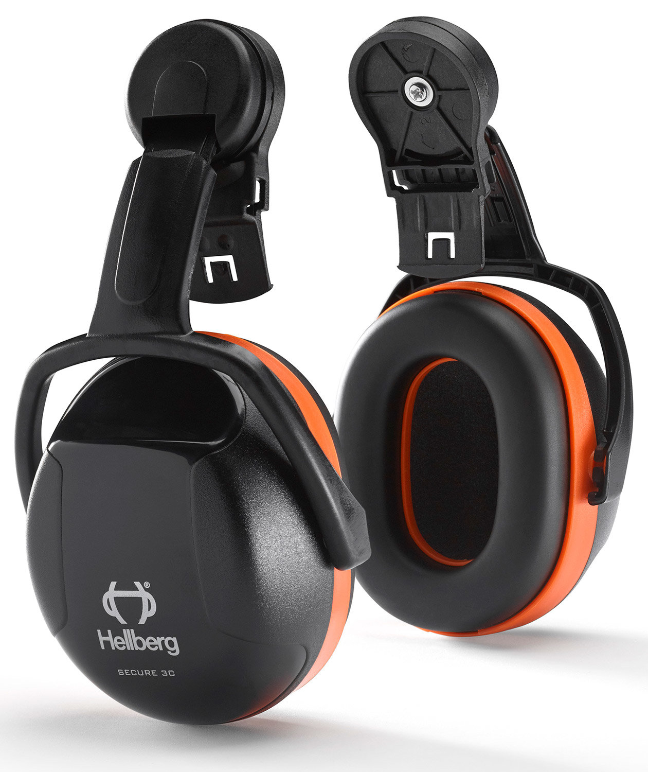 Hellberg Secure 3 h&ouml;rselk&aring;por till hj&auml;lmmontering, Svart/R&ouml;d