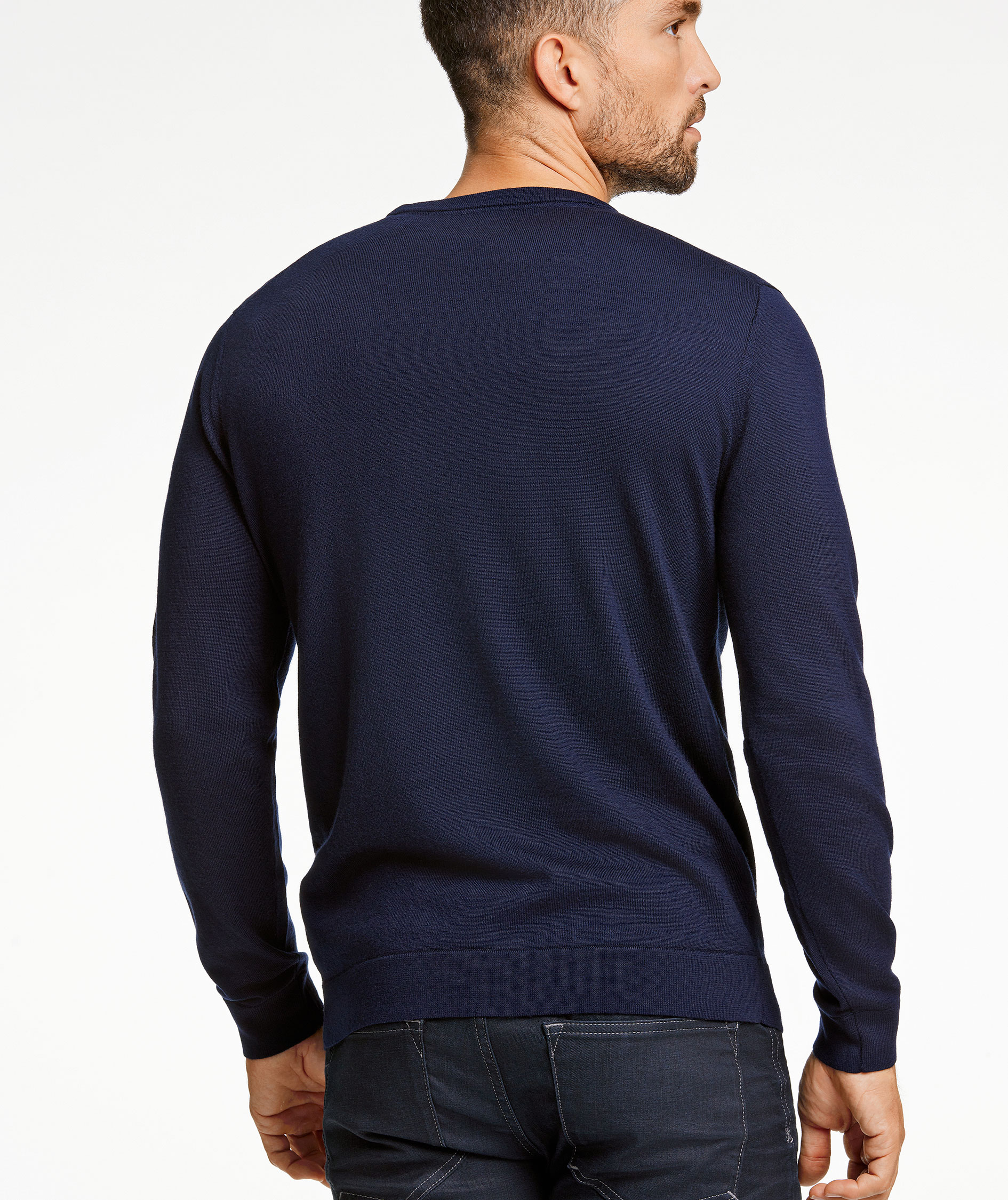 Lindbergh striktr&oslash;je med merinould, Navy, large image number 5