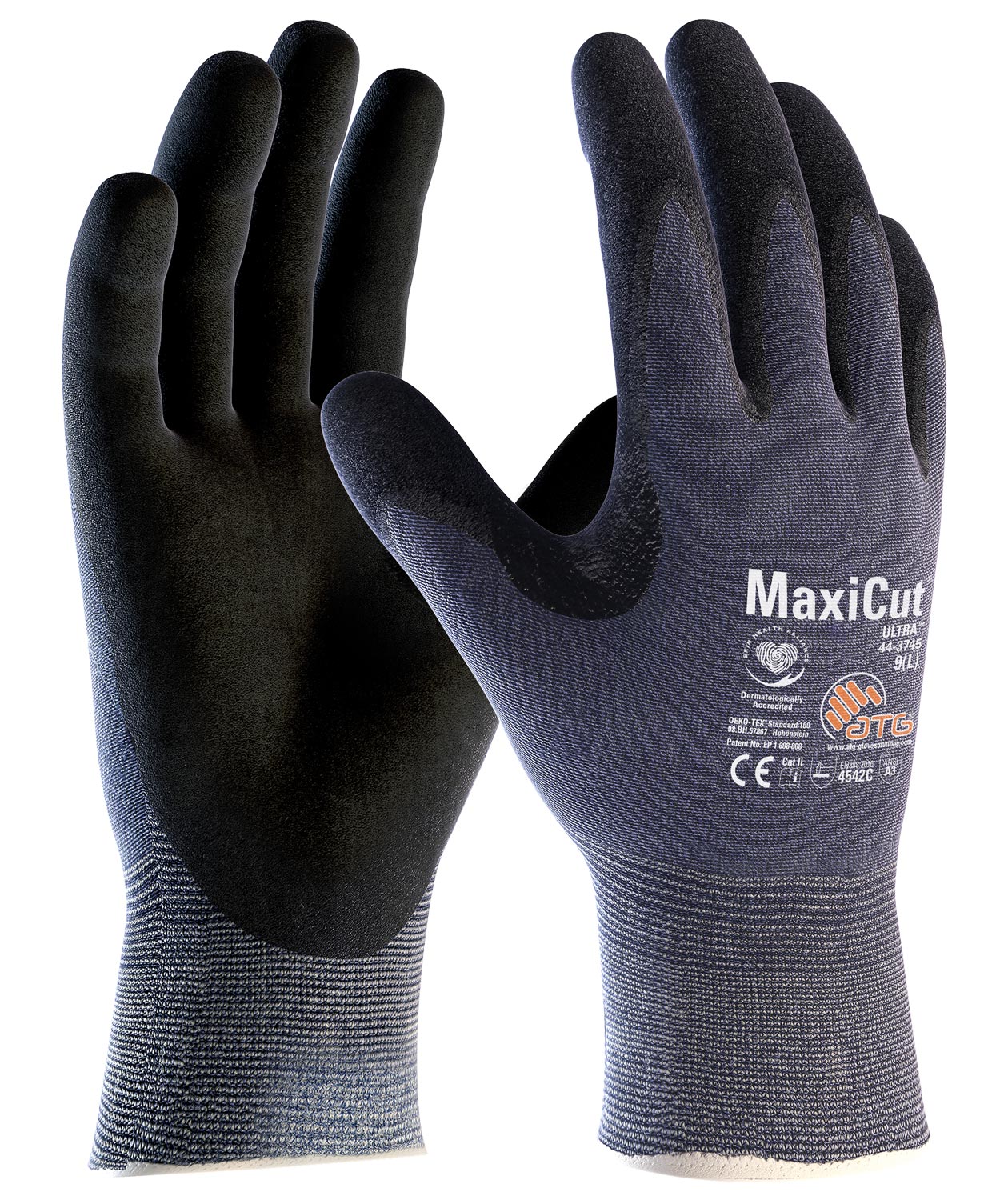 ATG MaxiCut&reg; Ultra&trade; 44-3745 sk&auml;rskyddshandskar Cut C, Svart/Bl&aring;