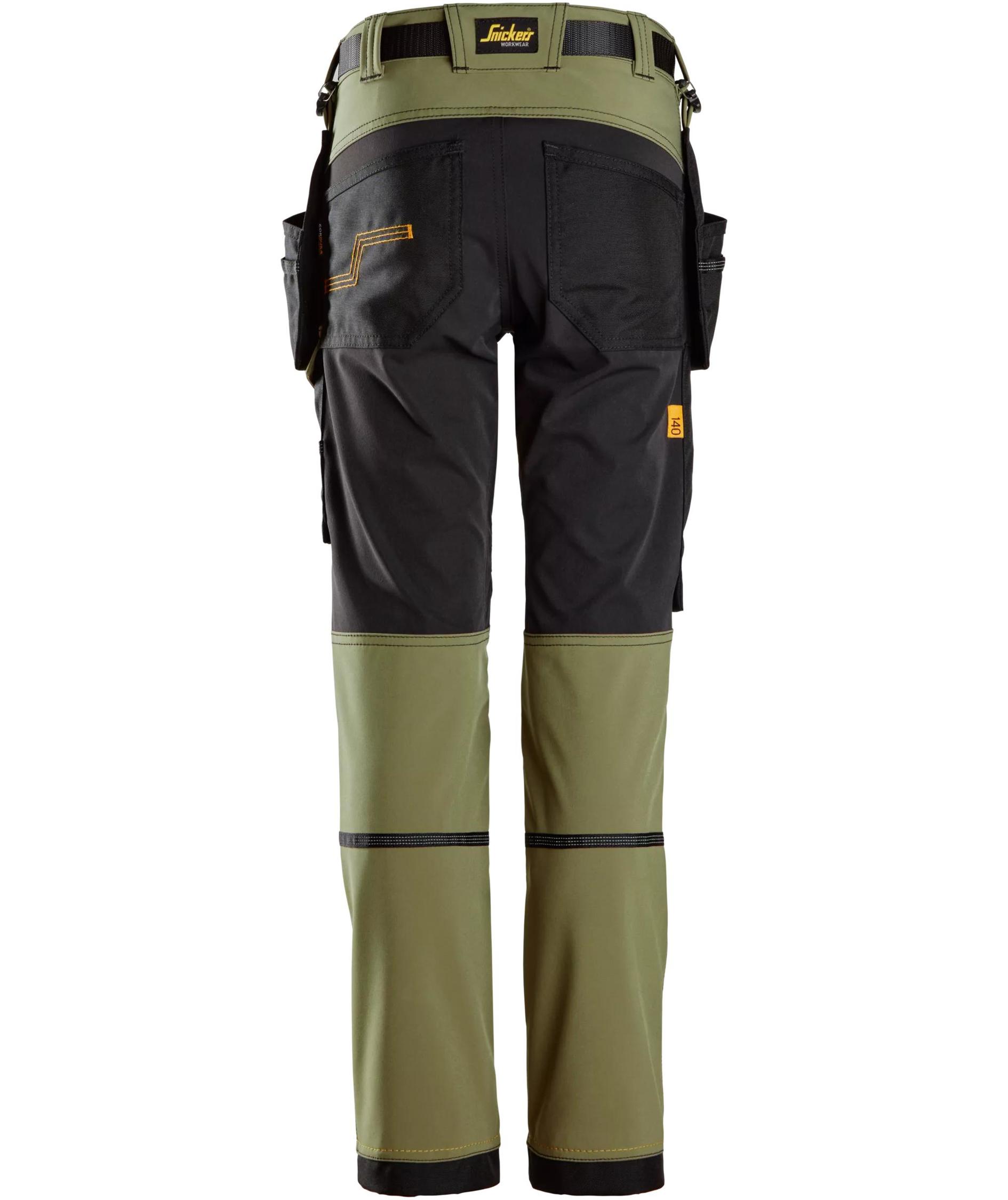 Snickers AllroundWork h&aring;ndv&aelig;rkerbukser 7575 til b&oslash;rn full stretch, Khaki Green/Black, large image number 2