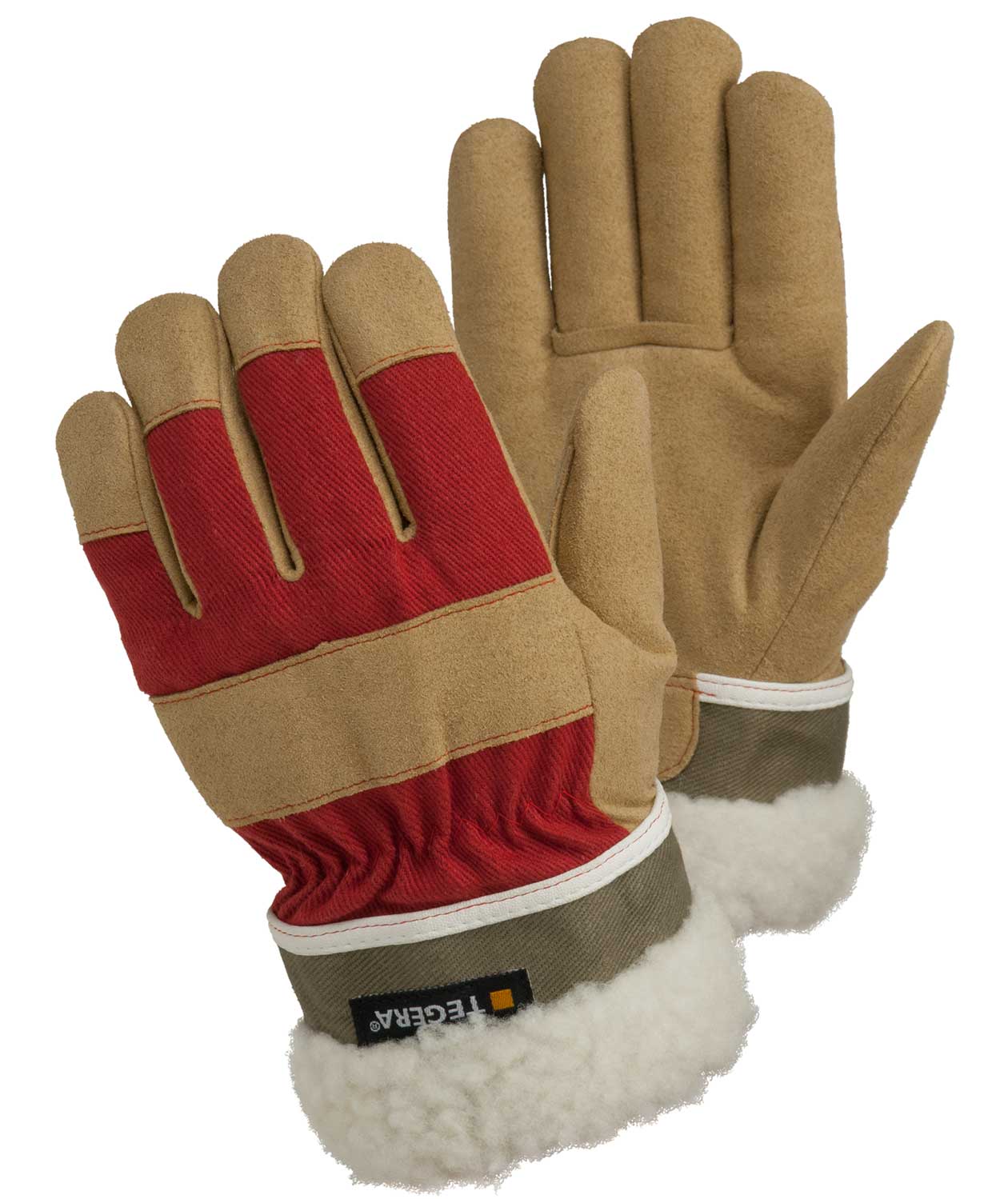 Tegera 90098 vinter arbetshandskar till barn, Brun/Gr&ouml;n/R&ouml;d