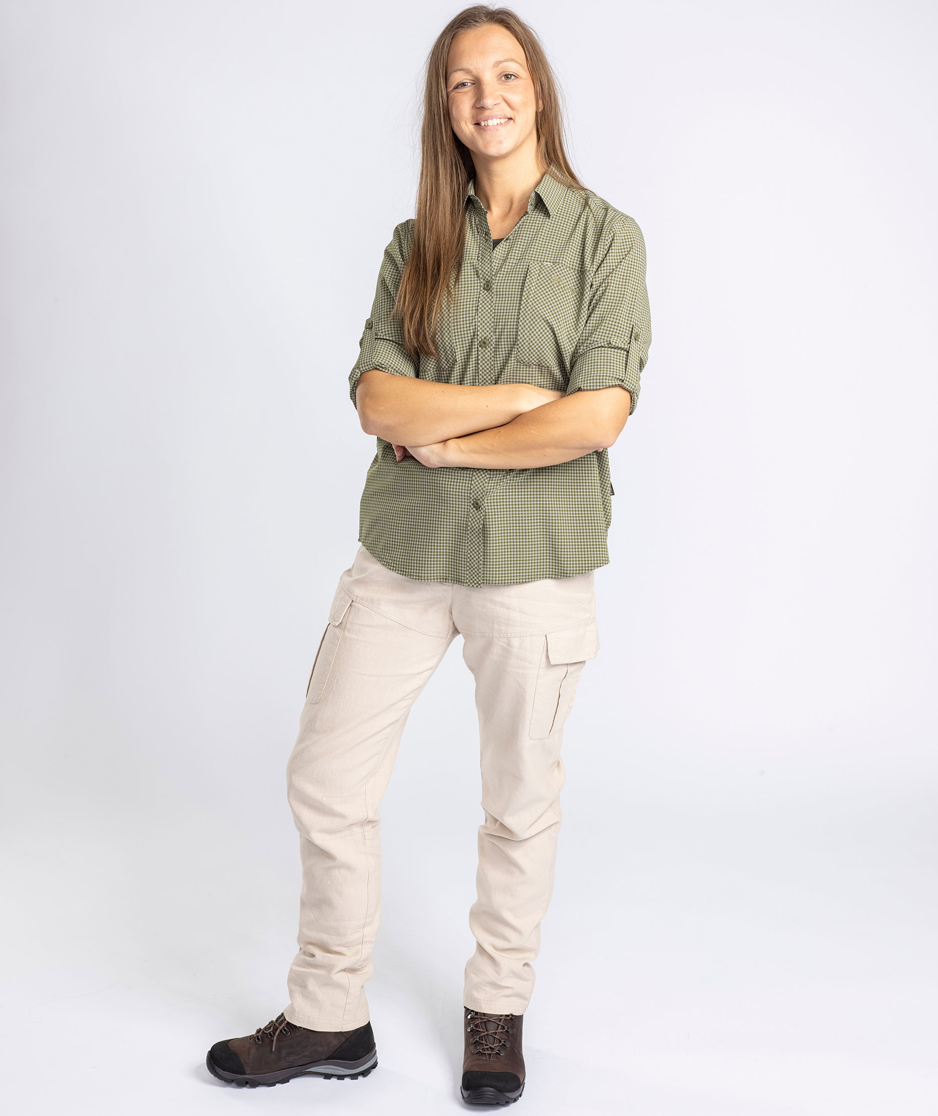 Pinewood NatureSafe dameskjorte, Pine Green/Off White, large image number 5