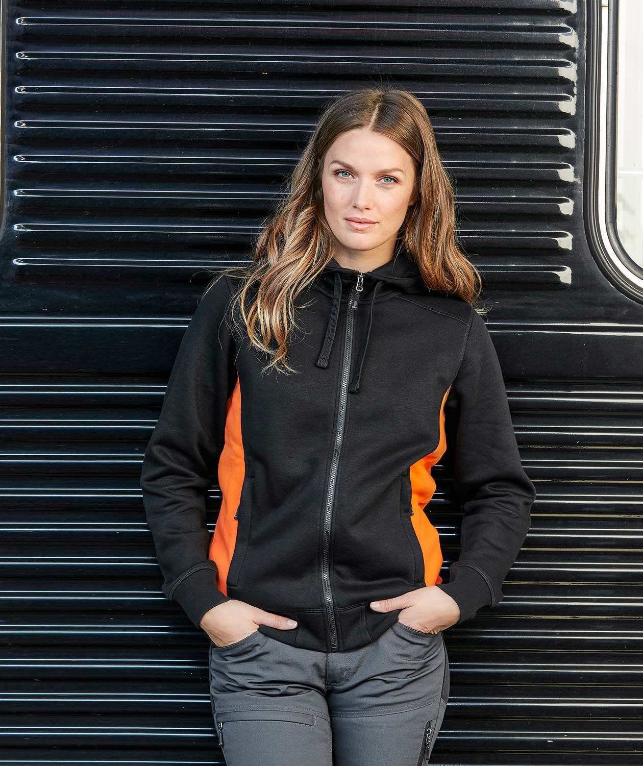 South West Ava dame hoodie, Svart/Orange