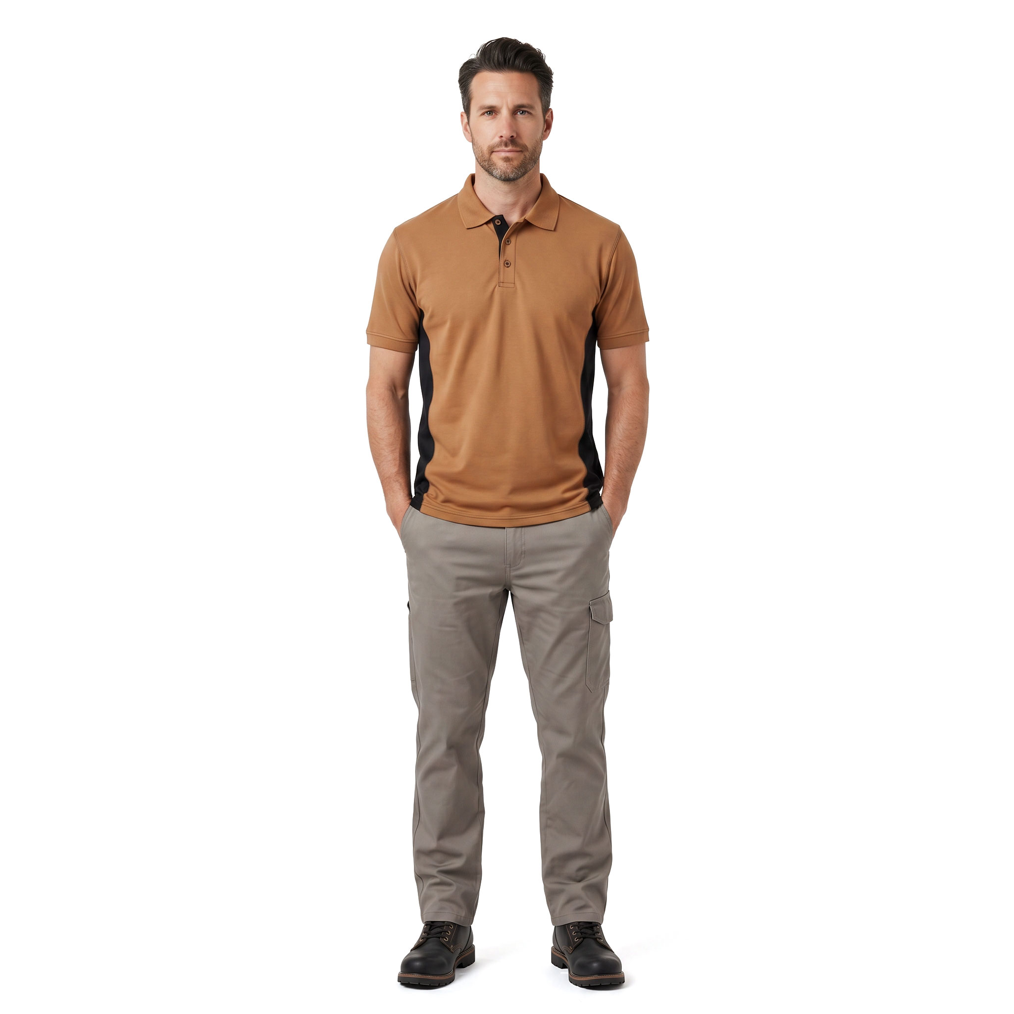 J.A.K. Basic polo T-shirt 1625, Camel/Sort, large image number 2