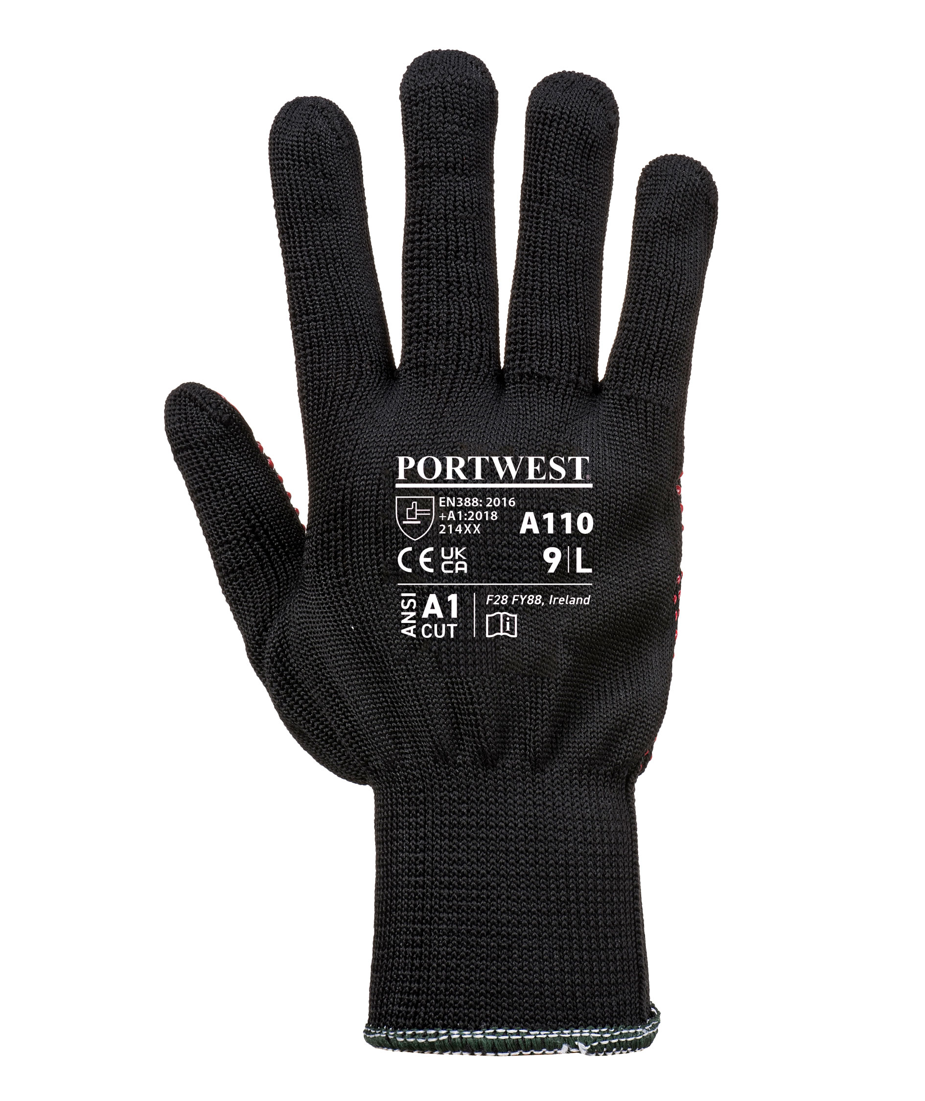 Portwest A110 Polka Dot arbetshandskar, Svart