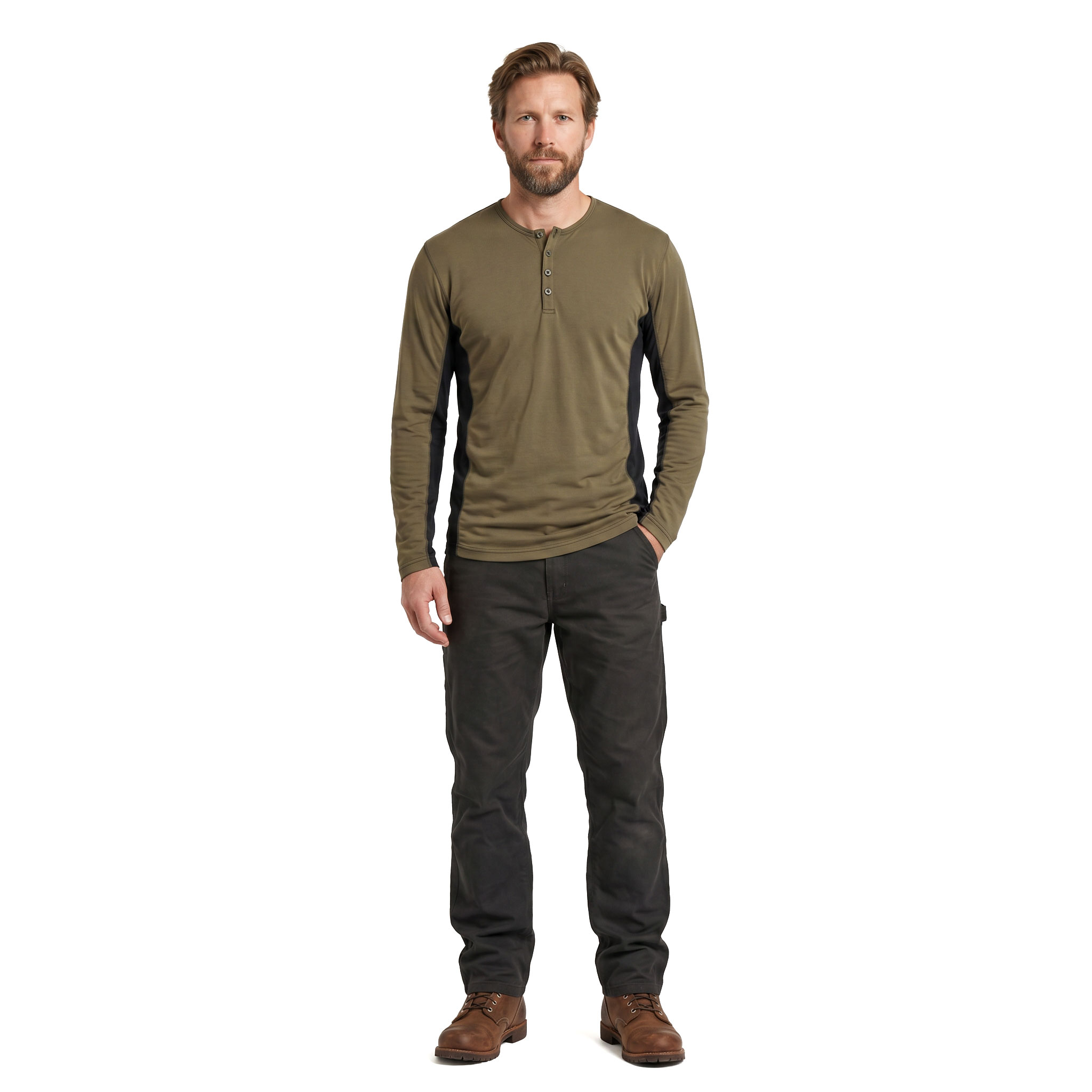 J.A.K. Basic l&aring;ng&auml;rmad Gradad T-shirt 1627, Army/Svart, large image number 2