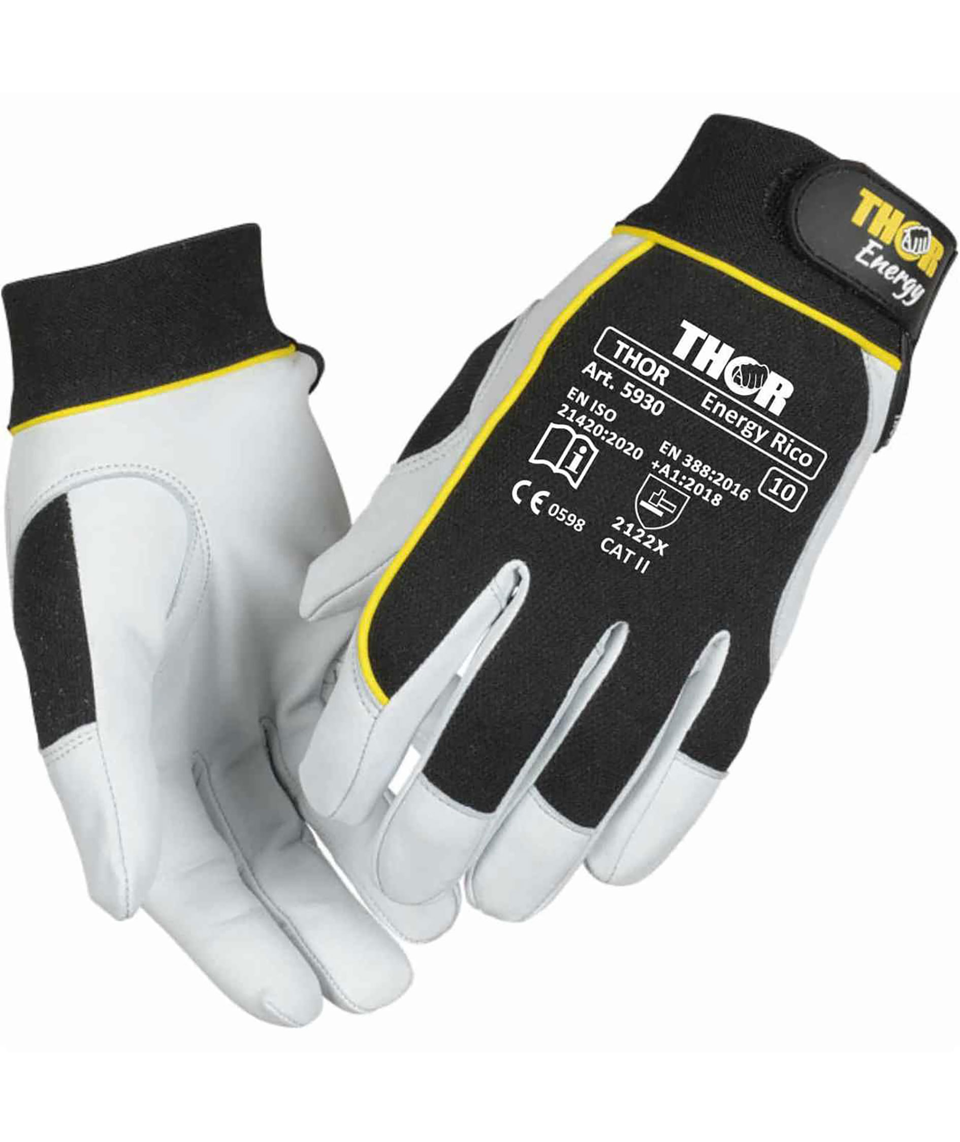 Thor 5930 Energy tech work gloves, Black/White, large image number 0