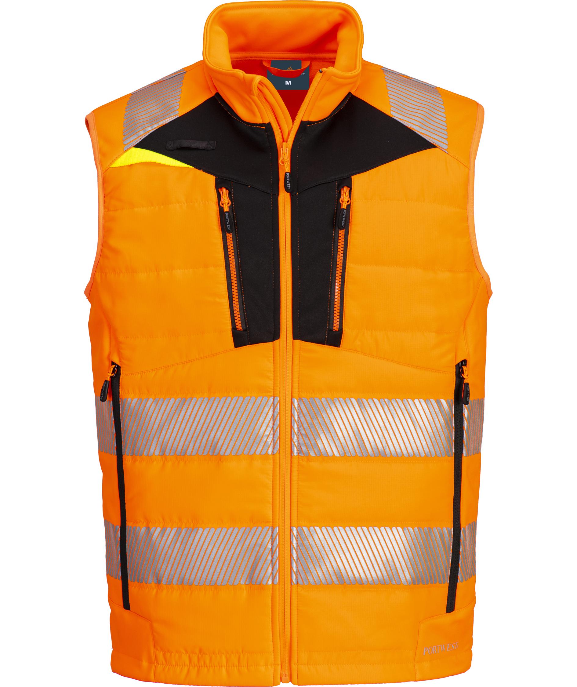 Portwest DX4 softshell v&auml;st, Varsel Orange/Svart