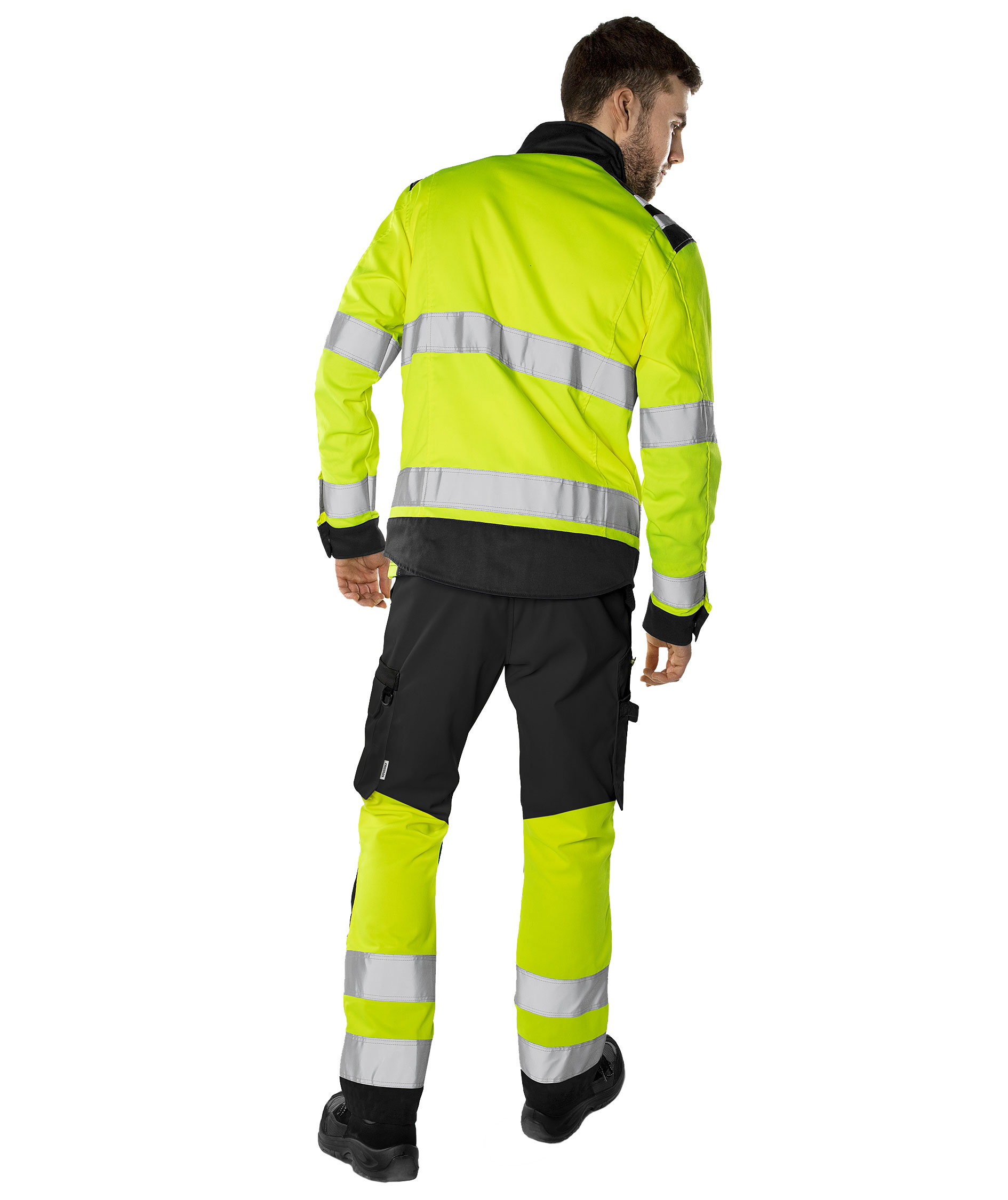 Fristads Green arbeidsbukse 2649 GPLU, Svart/Hi-Vis Gul, large image number 3